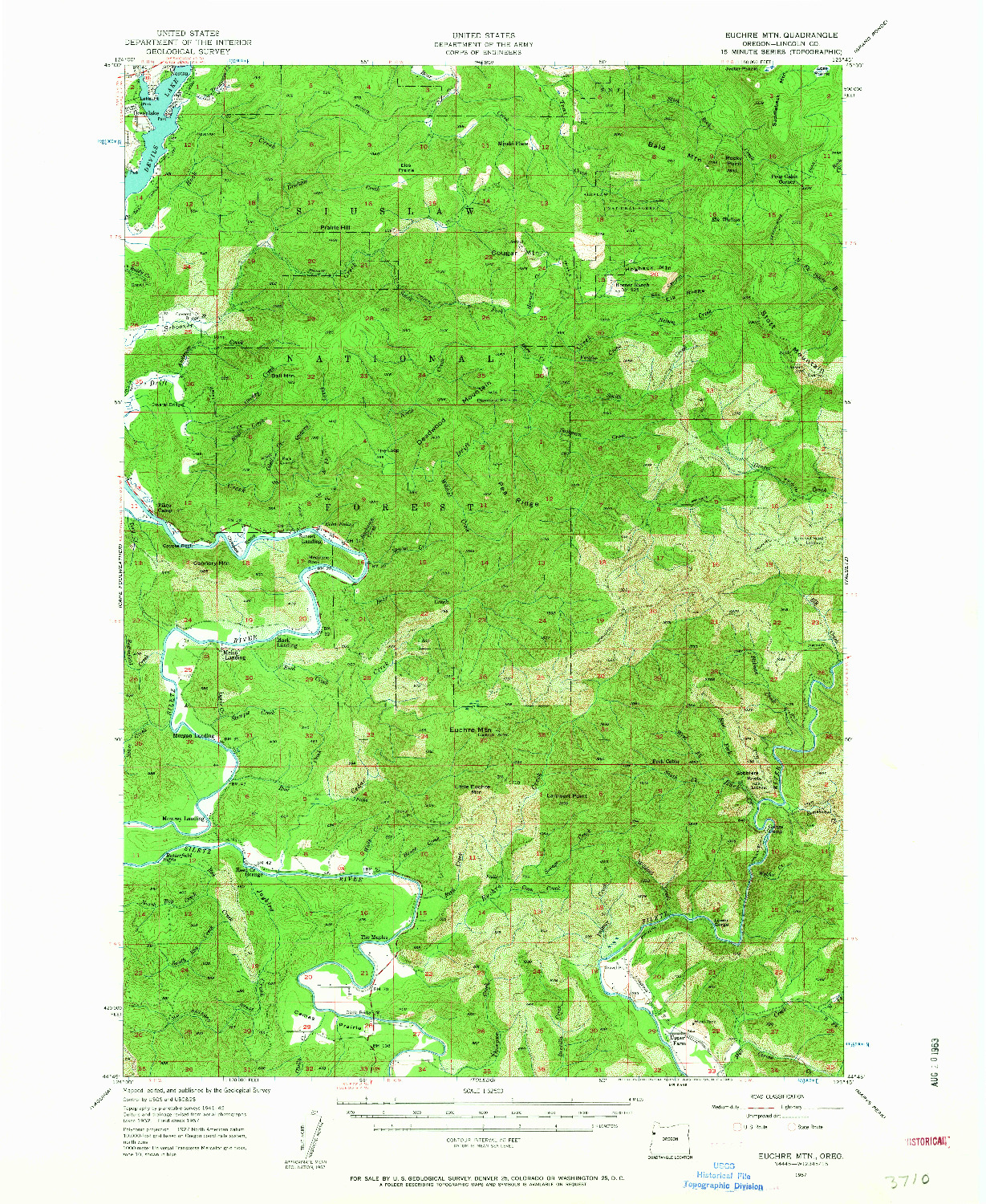 USGS 1:62500-SCALE QUADRANGLE FOR EUCHRE MTN, OR 1957