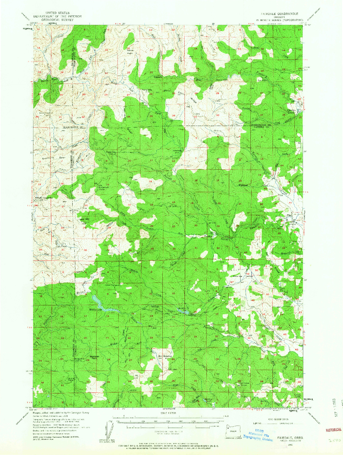USGS 1:62500-SCALE QUADRANGLE FOR FAIRDALE, OR 1955