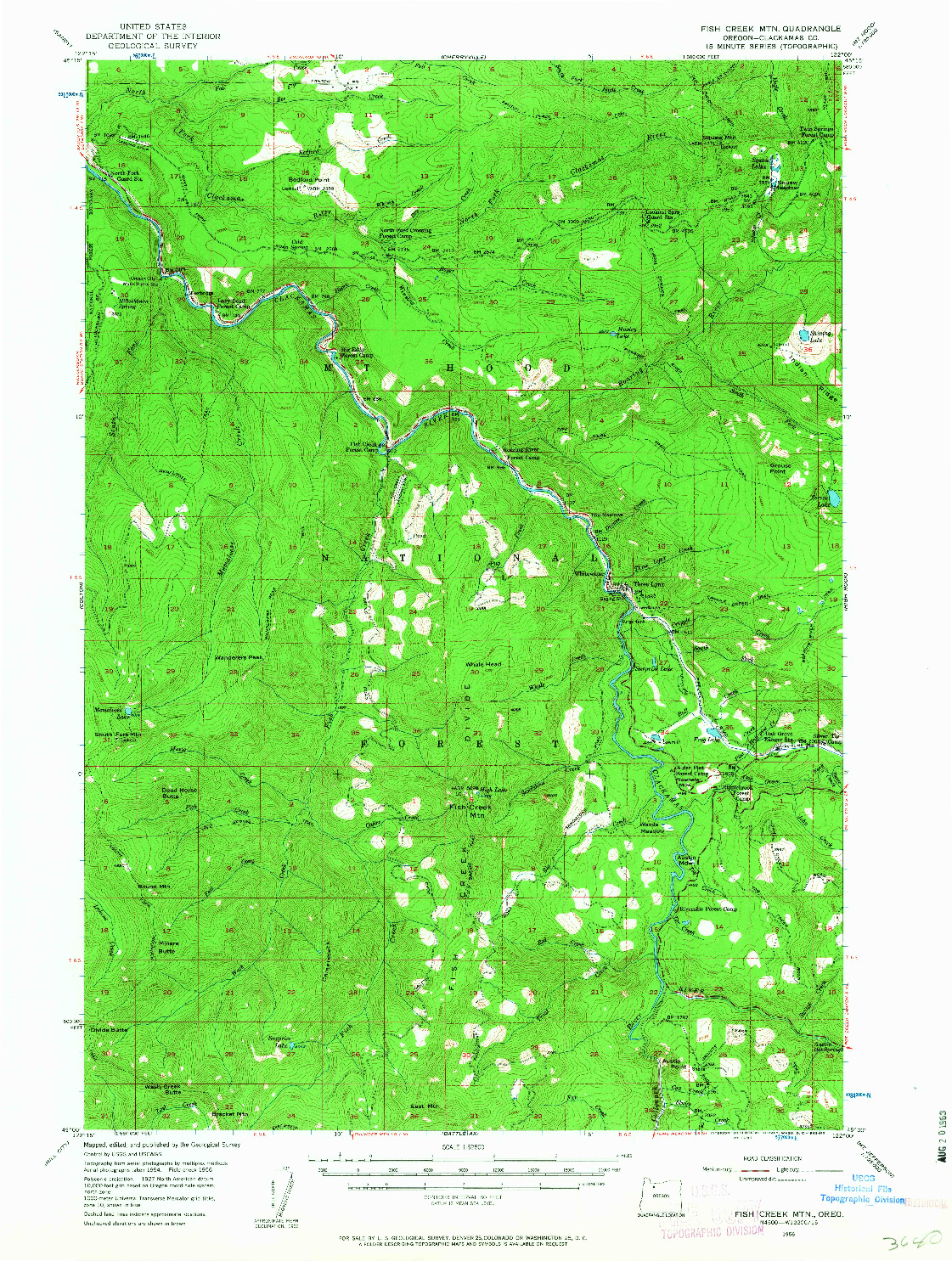 USGS 1:62500-SCALE QUADRANGLE FOR FISH CREEK MTN, OR 1956