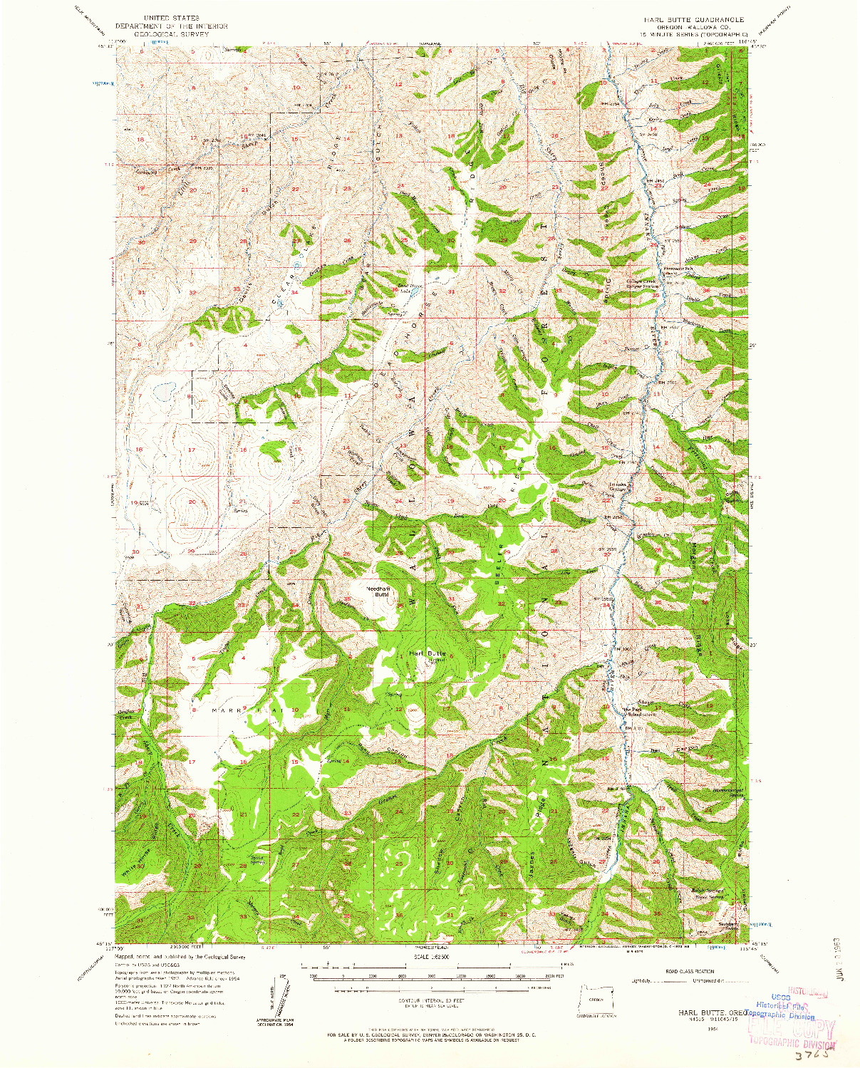 USGS 1:62500-SCALE QUADRANGLE FOR HARL BUTTE, OR 1954