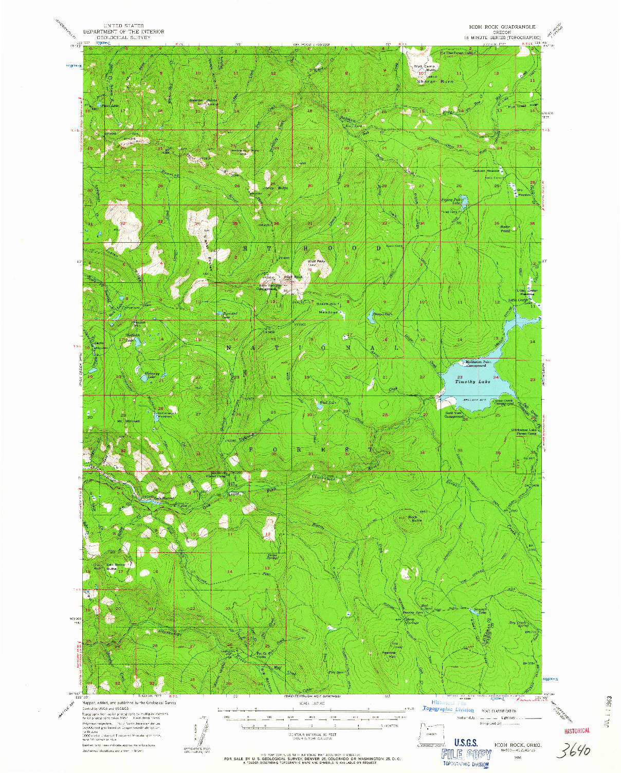 USGS 1:62500-SCALE QUADRANGLE FOR HIGH ROCK, OR 1956