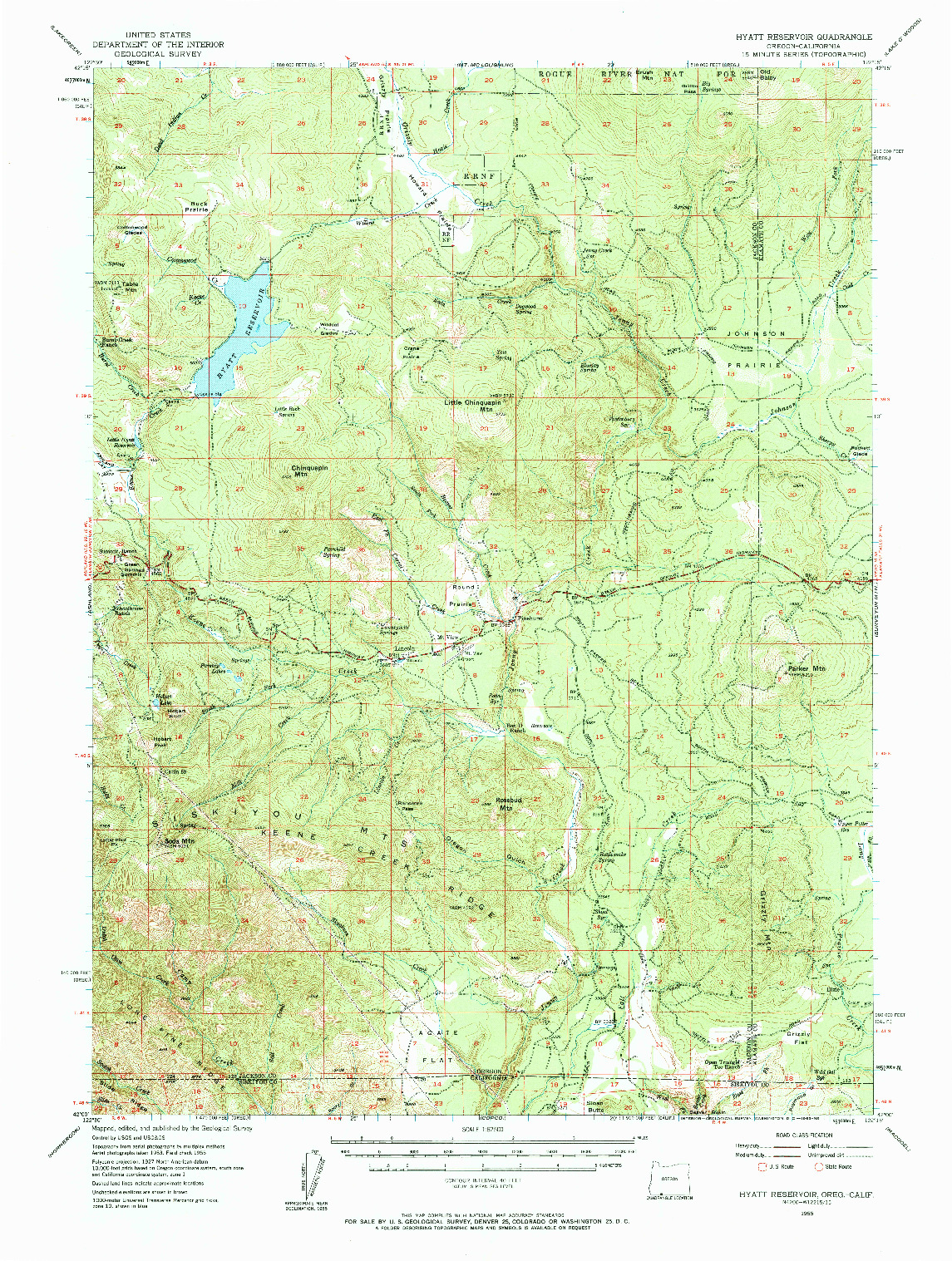 USGS 1:62500-SCALE QUADRANGLE FOR HYATT RESERVOIR, OR 1955