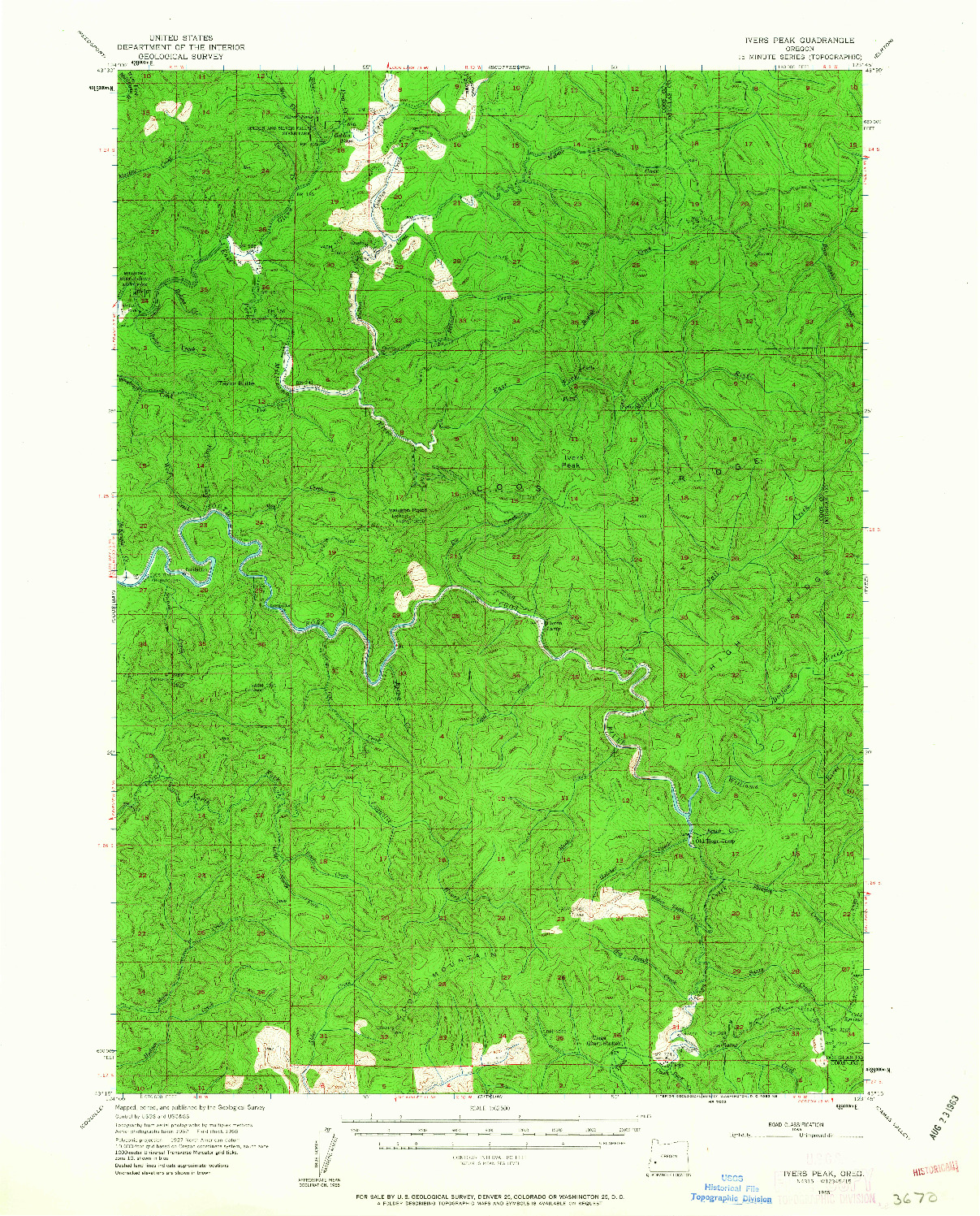 USGS 1:62500-SCALE QUADRANGLE FOR IVERS PEAK, OR 1955