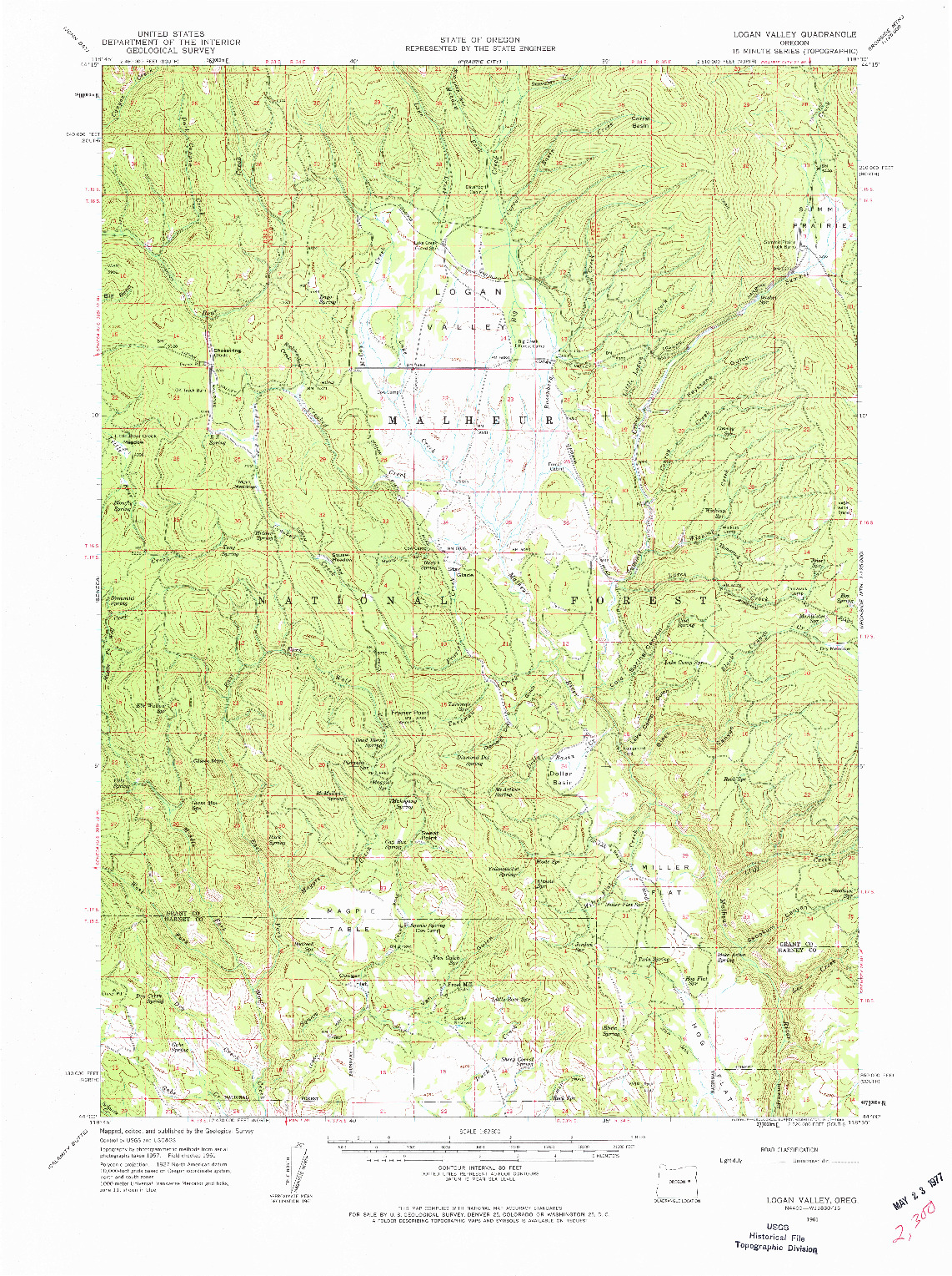 USGS 1:62500-SCALE QUADRANGLE FOR LOGAN VALLEY, OR 1961