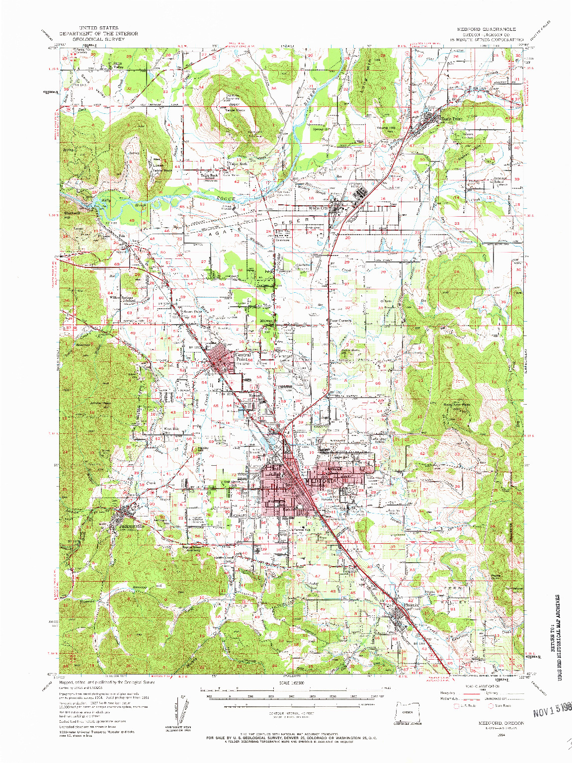 USGS 1:62500-SCALE QUADRANGLE FOR MEDFORD, OR 1954