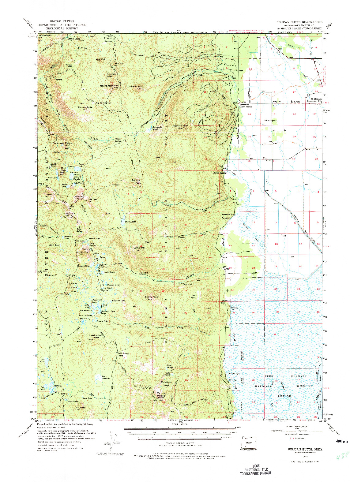 USGS 1:62500-SCALE QUADRANGLE FOR PELICAN BUTTE, OR 1955