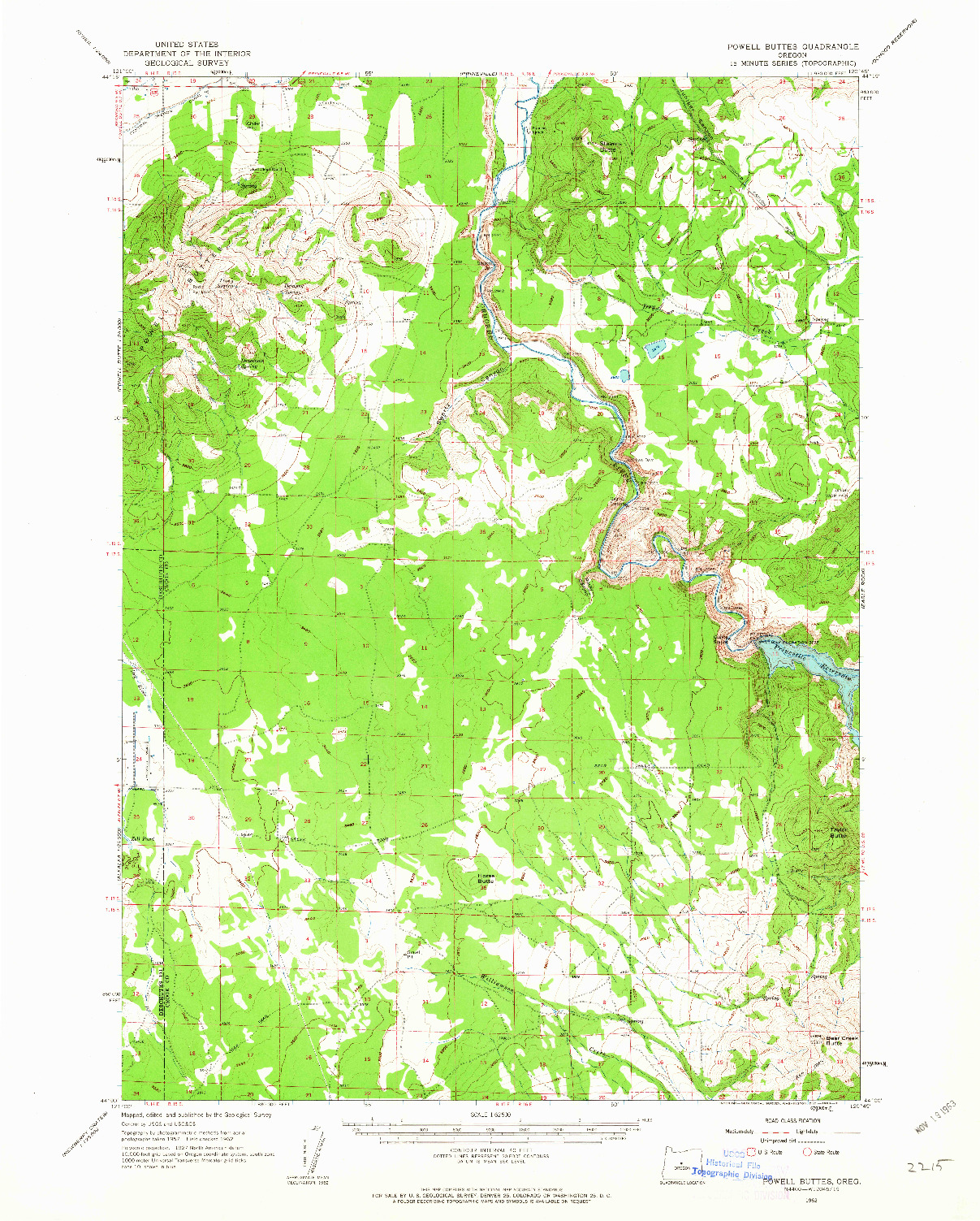 USGS 1:62500-SCALE QUADRANGLE FOR POWELL BUTTES, OR 1962