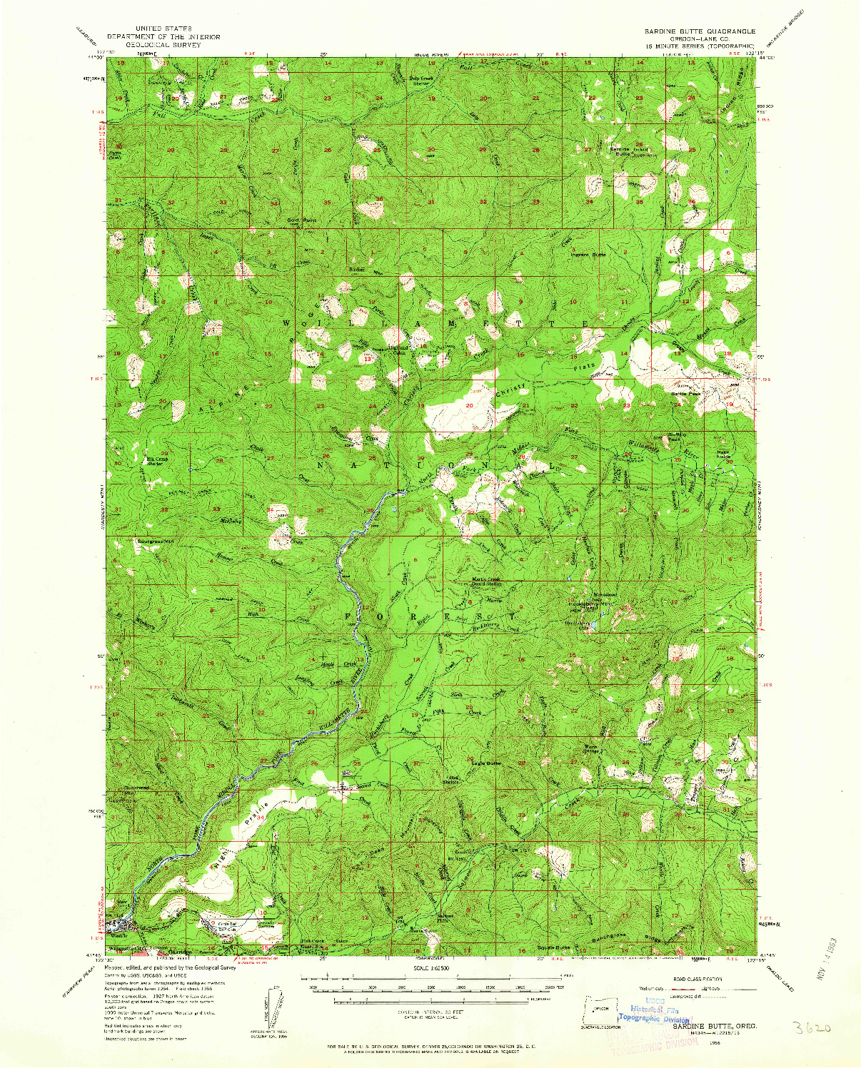 USGS 1:62500-SCALE QUADRANGLE FOR SARDINE BUTTE, OR 1956