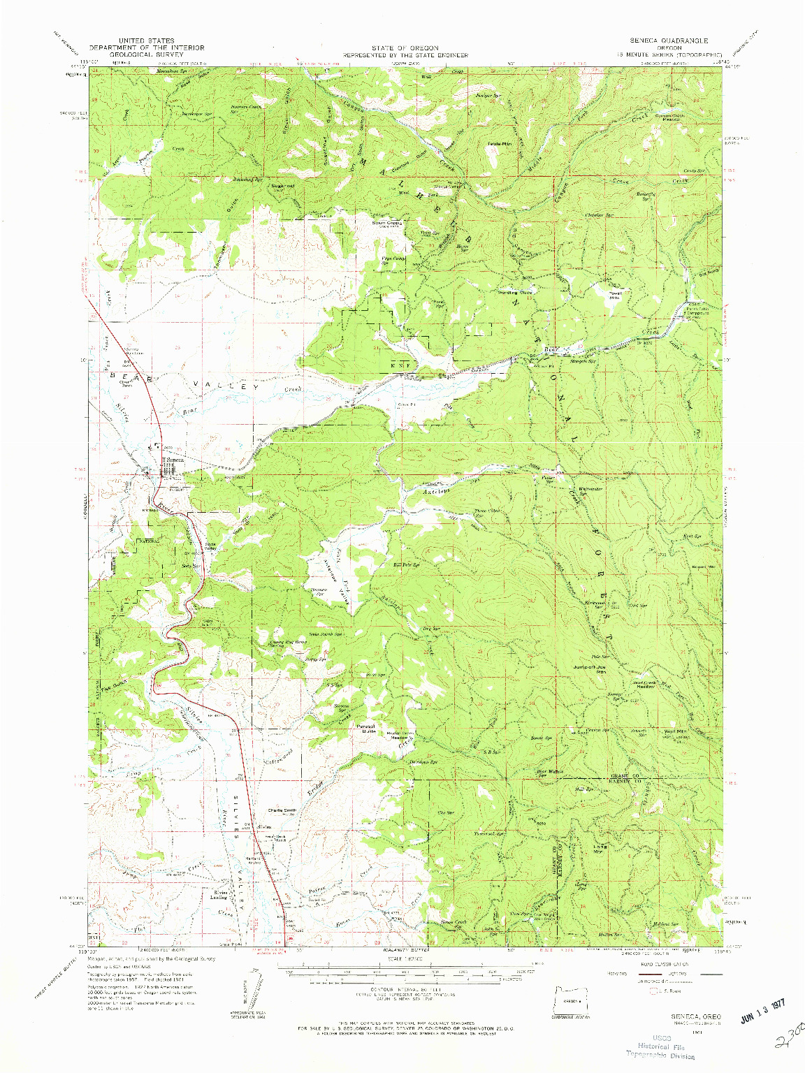 USGS 1:62500-SCALE QUADRANGLE FOR SENECA, OR 1961