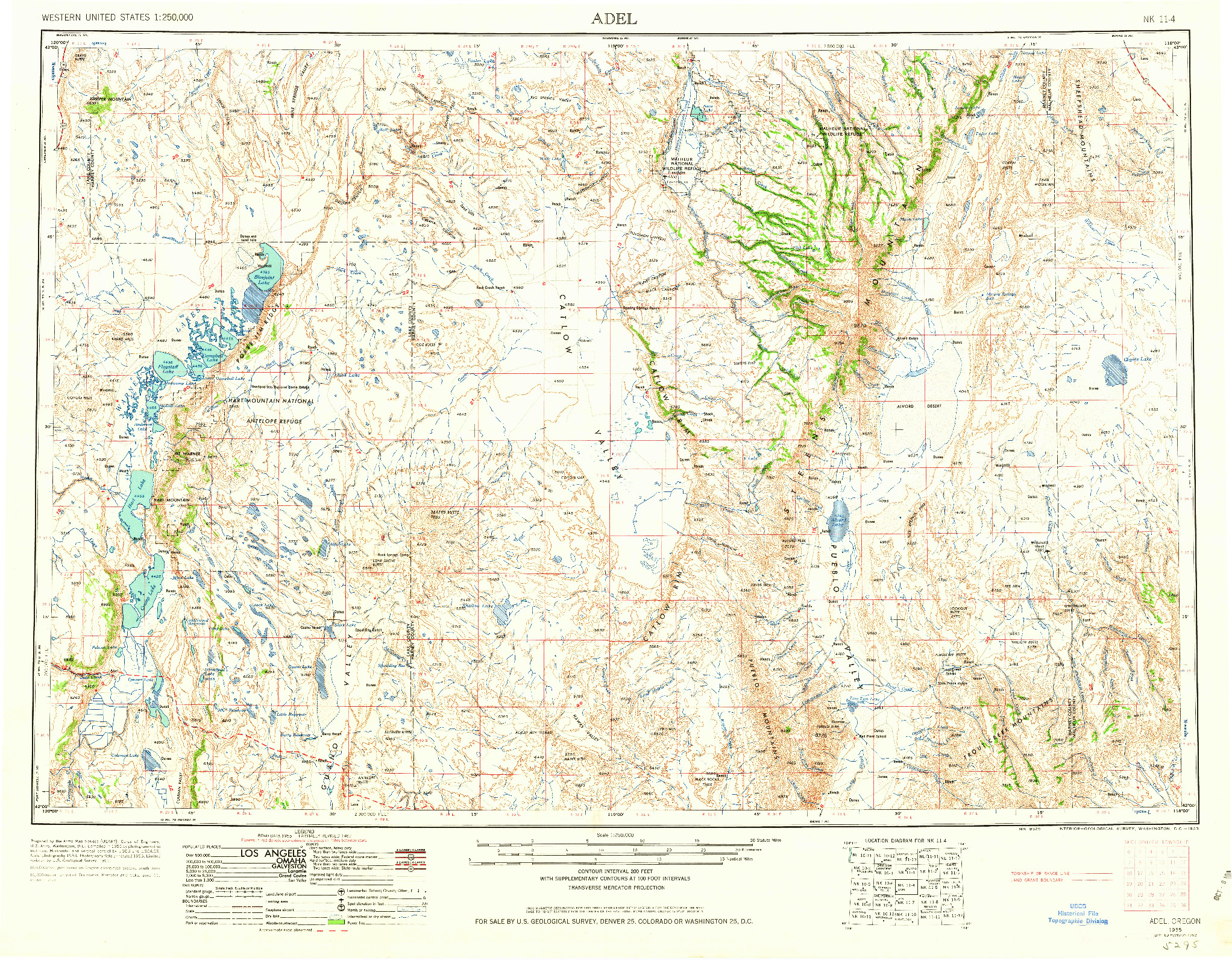 USGS 1:250000-SCALE QUADRANGLE FOR ADEL, OR 1962