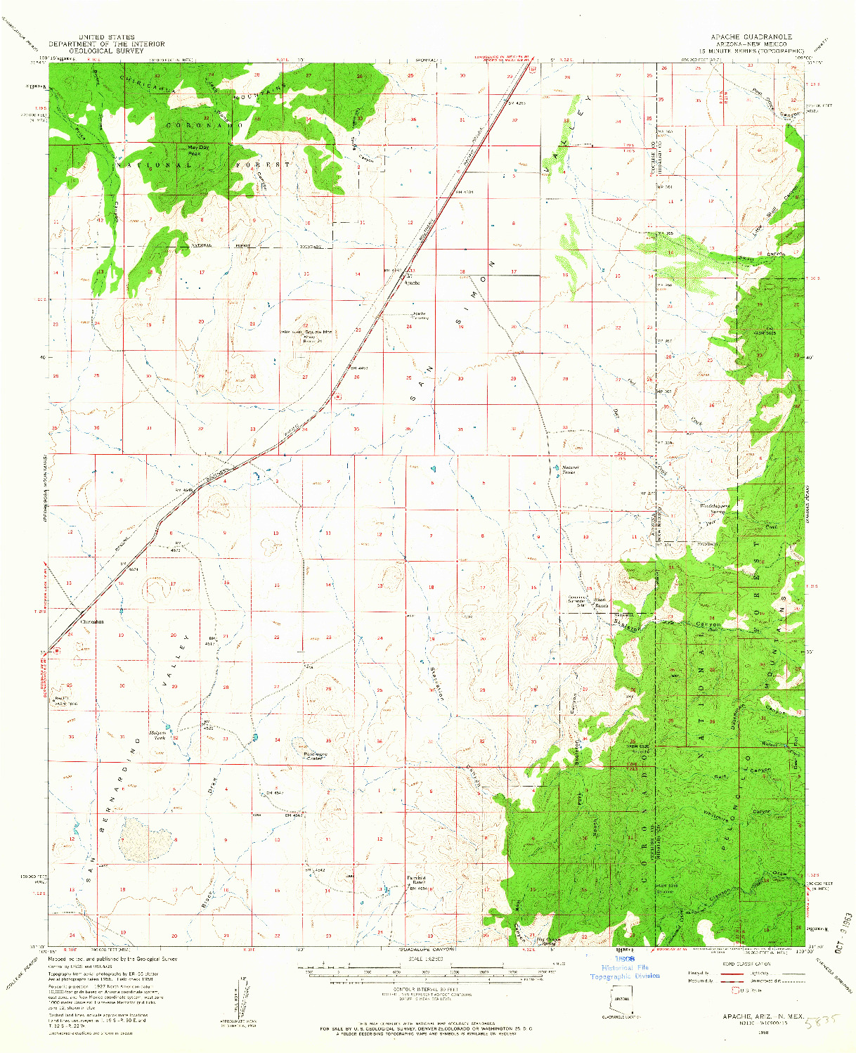 USGS 1:62500-SCALE QUADRANGLE FOR APACHE, AZ 1958