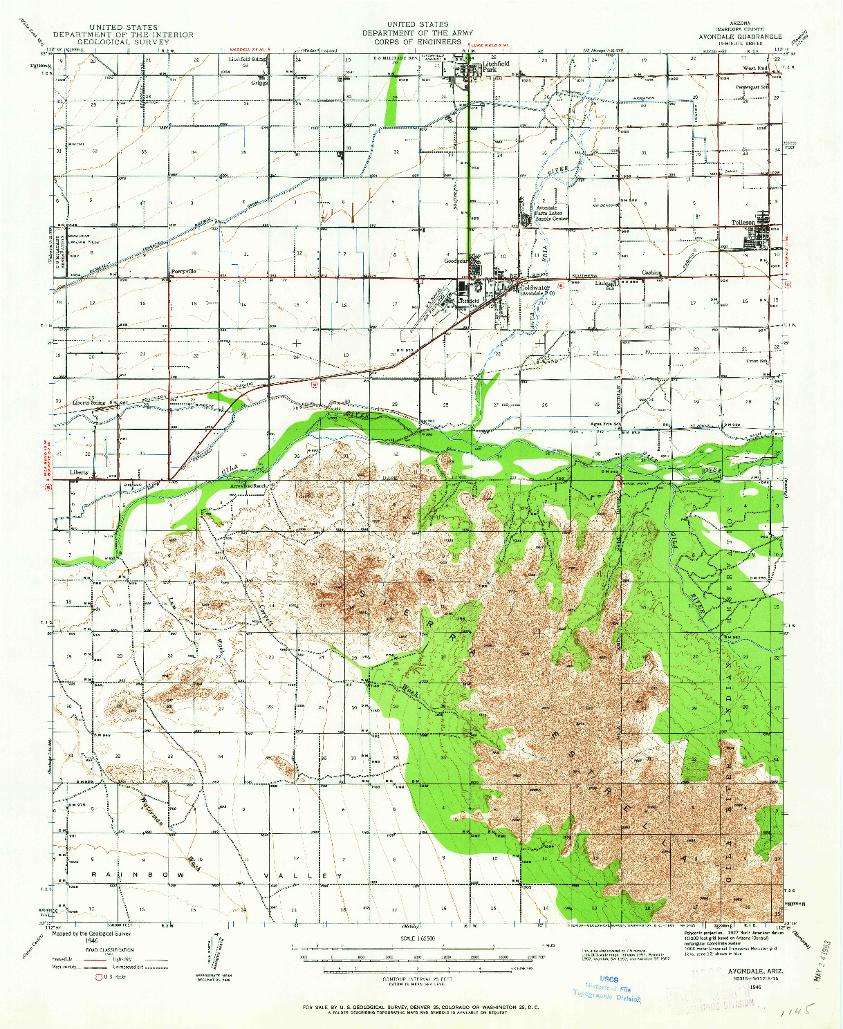 USGS 1:62500-SCALE QUADRANGLE FOR AVONDALE, AZ 1946