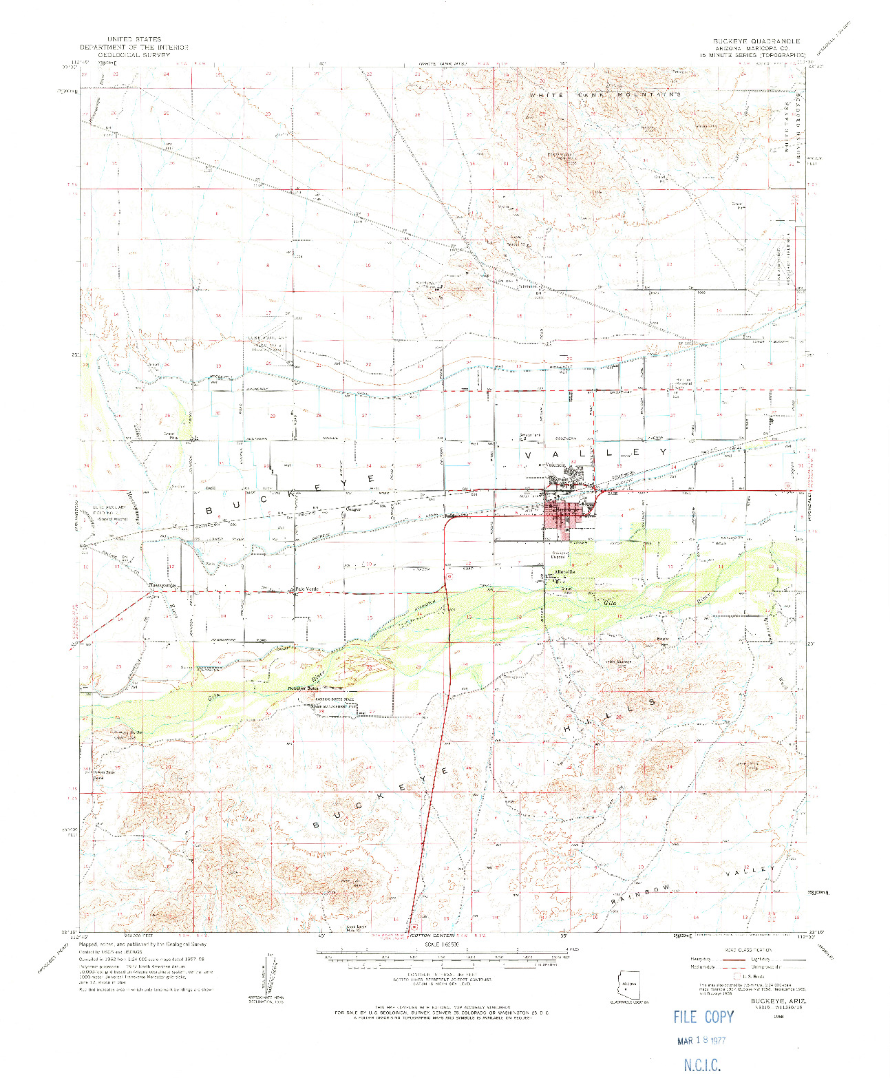 USGS 1:62500-SCALE QUADRANGLE FOR BUCKEYE, AZ 1958