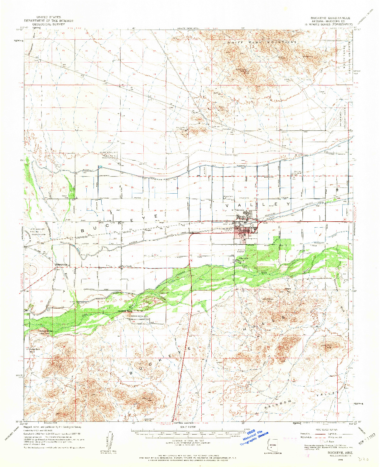 USGS 1:62500-SCALE QUADRANGLE FOR BUCKEYE, AZ 1958