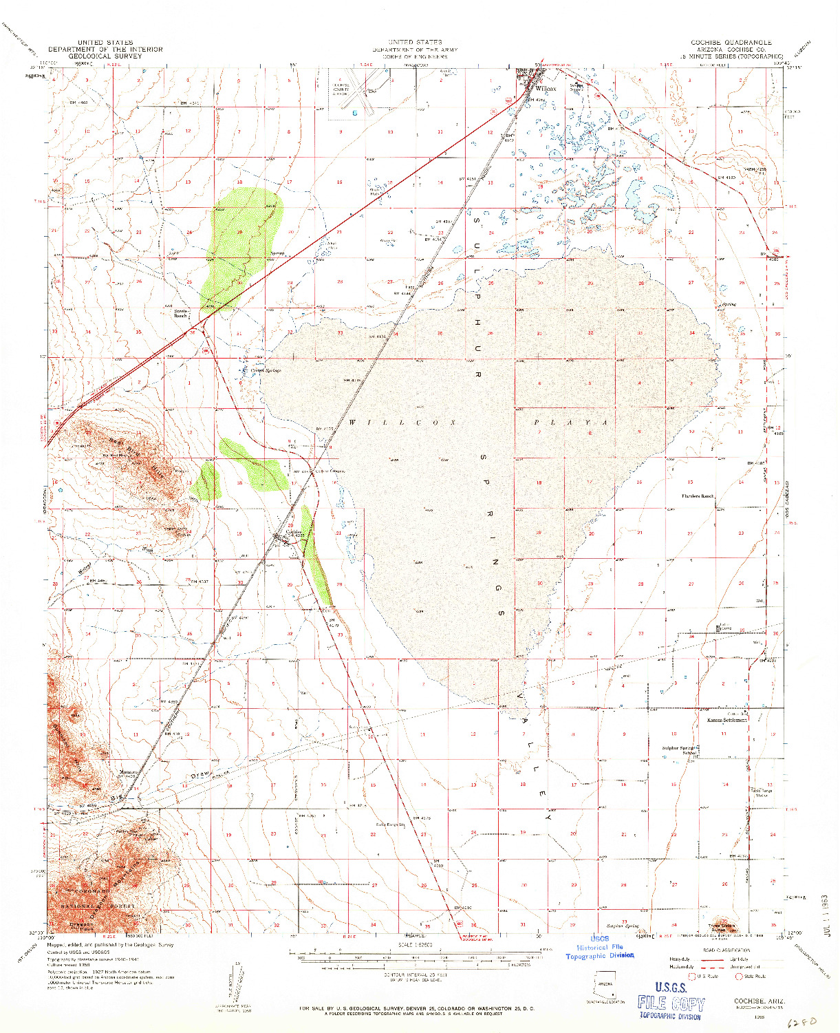 USGS 1:62500-SCALE QUADRANGLE FOR COCHISE, AZ 1958