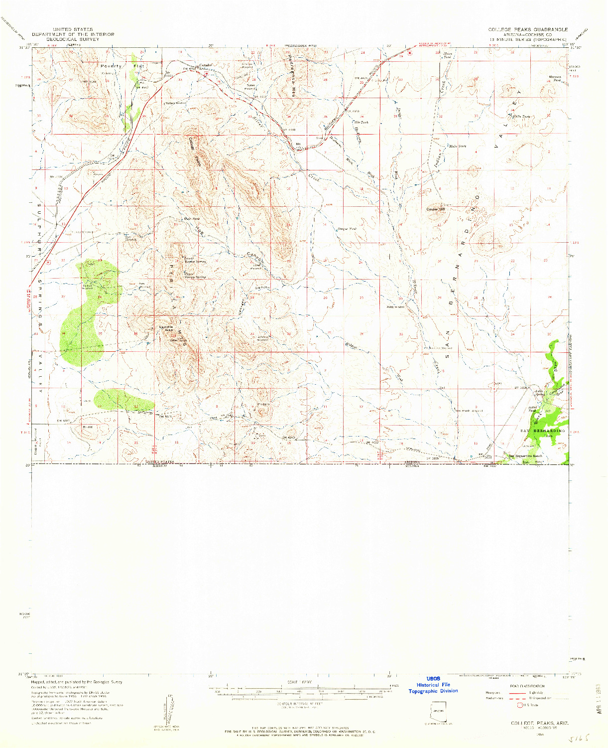 USGS 1:62500-SCALE QUADRANGLE FOR COLLEGE PEAKS, AZ 1958