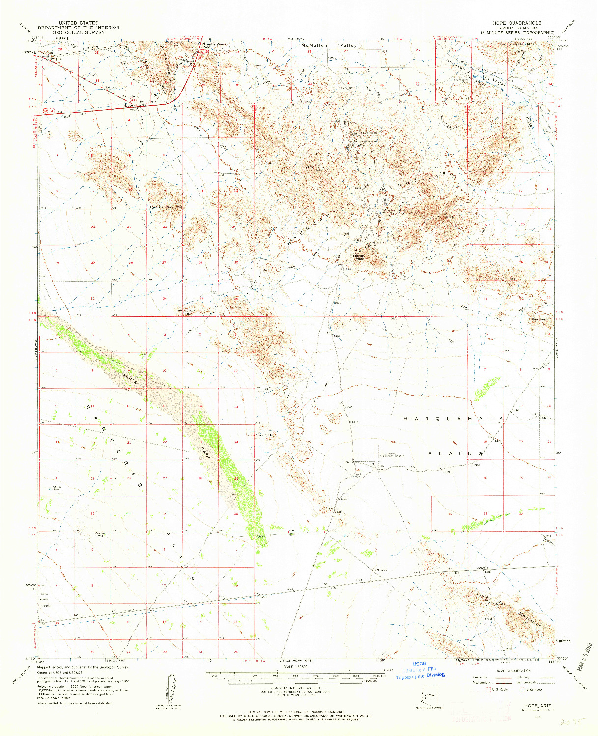 USGS 1:62500-SCALE QUADRANGLE FOR HOPE, AZ 1961