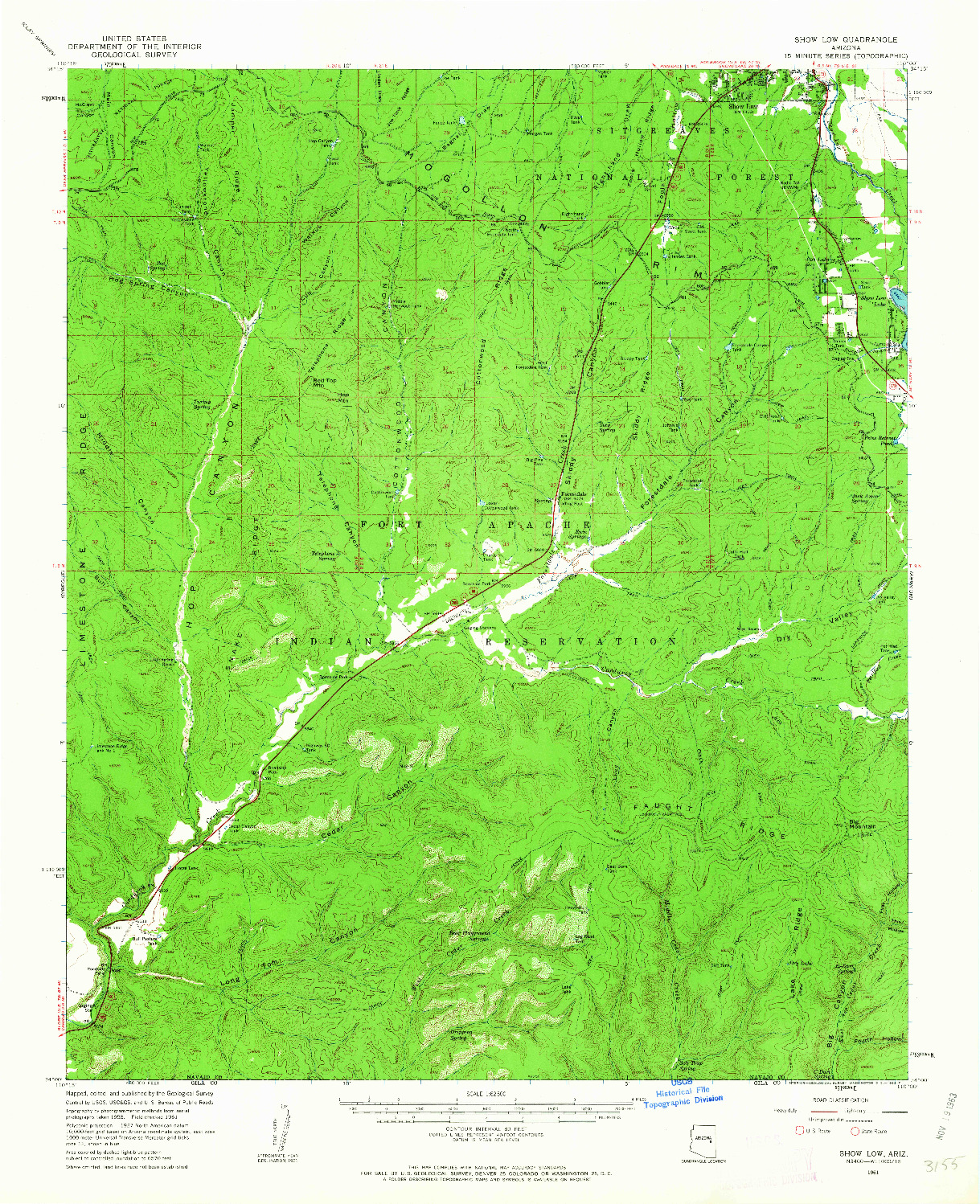 USGS 1:62500-SCALE QUADRANGLE FOR SHOW LOW, AZ 1961
