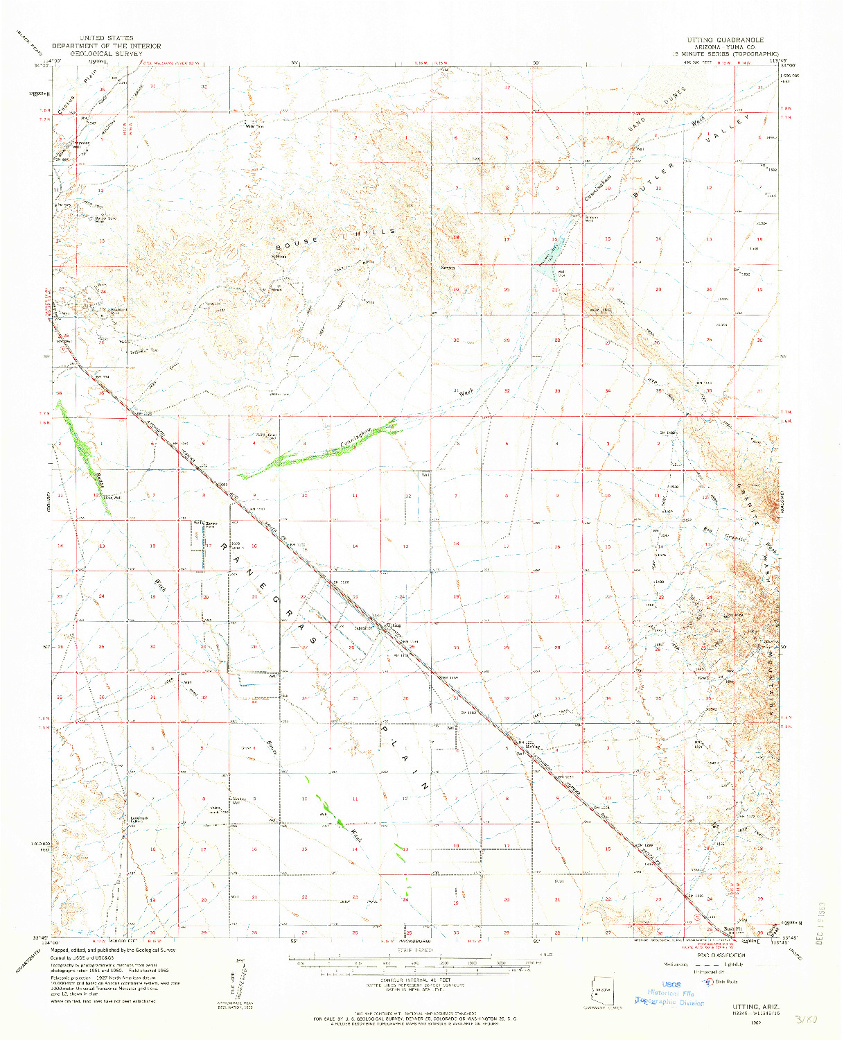 USGS 1:62500-SCALE QUADRANGLE FOR UTTING, AZ 1962