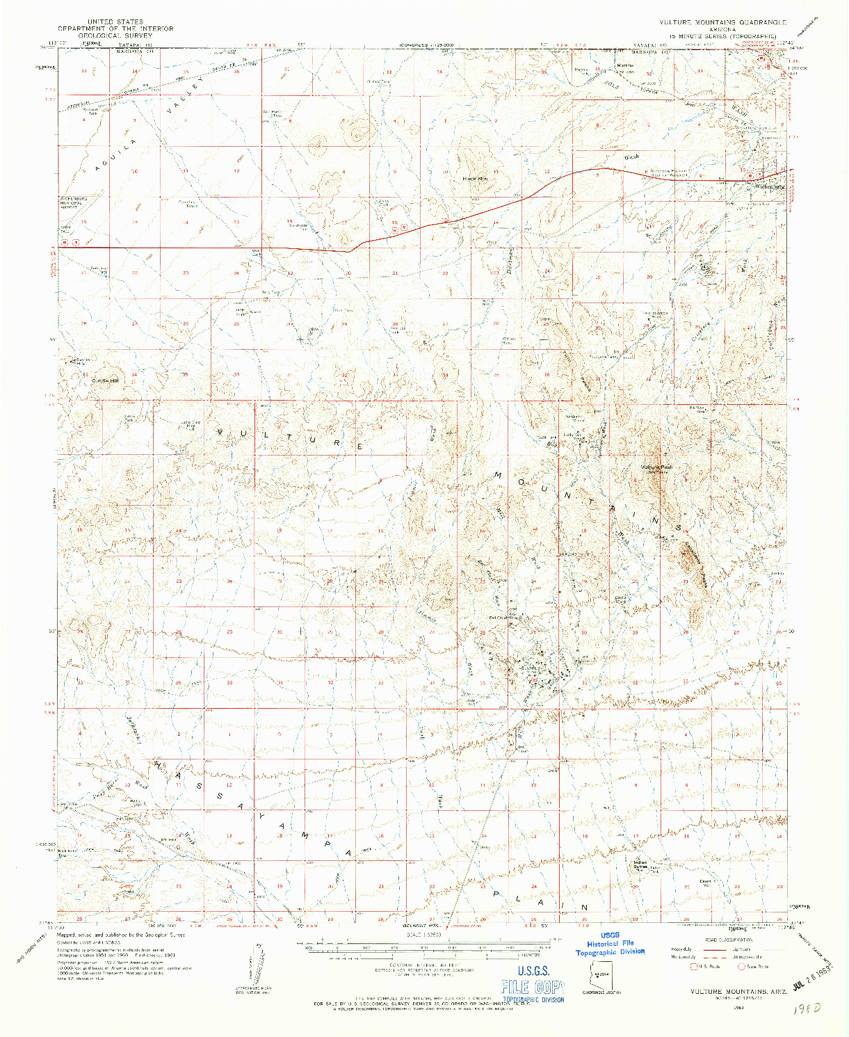 USGS 1:62500-SCALE QUADRANGLE FOR VULTURE MOUNTAINS, AZ 1961