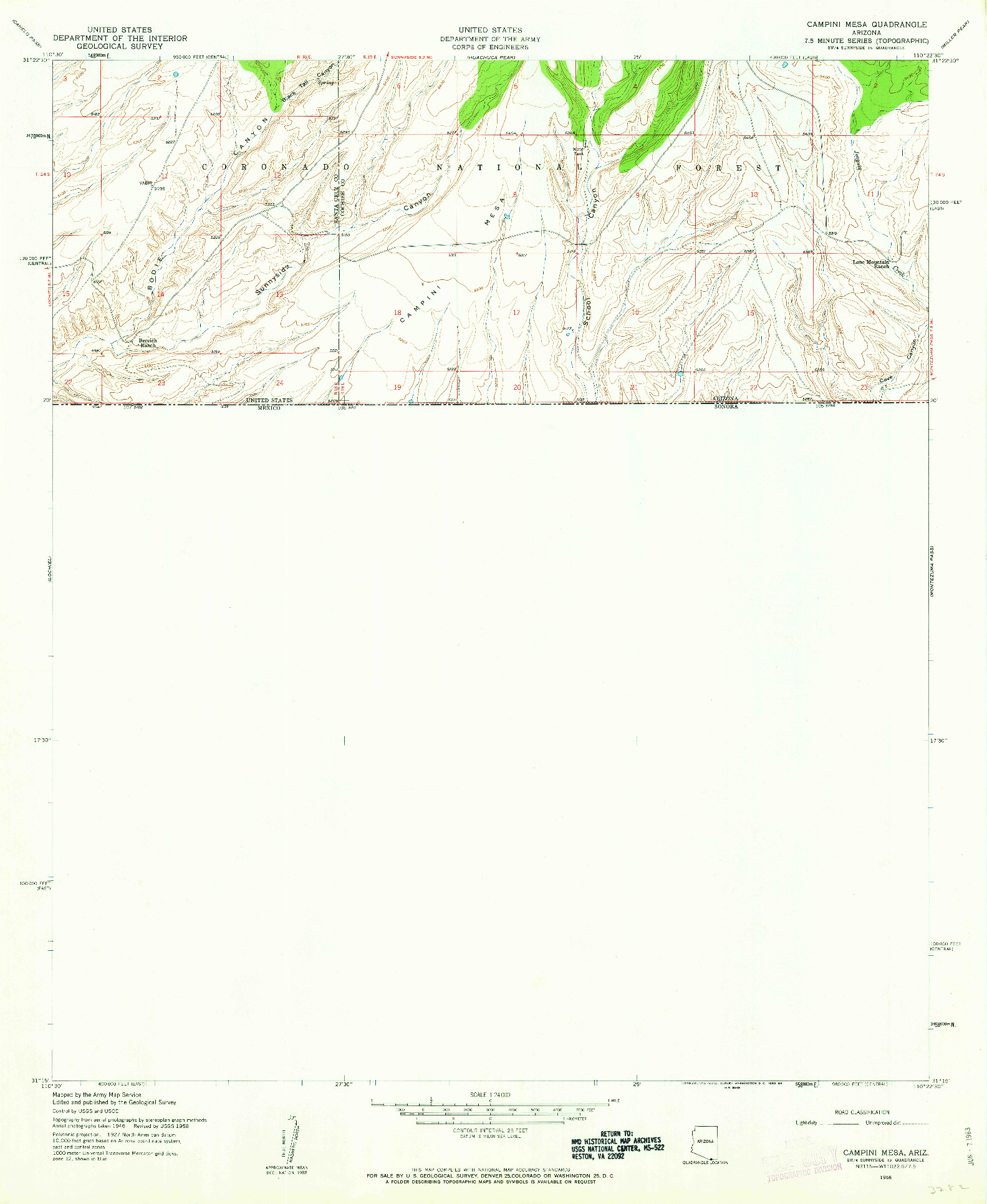 USGS 1:24000-SCALE QUADRANGLE FOR CAMPINI MESA, AZ 1958
