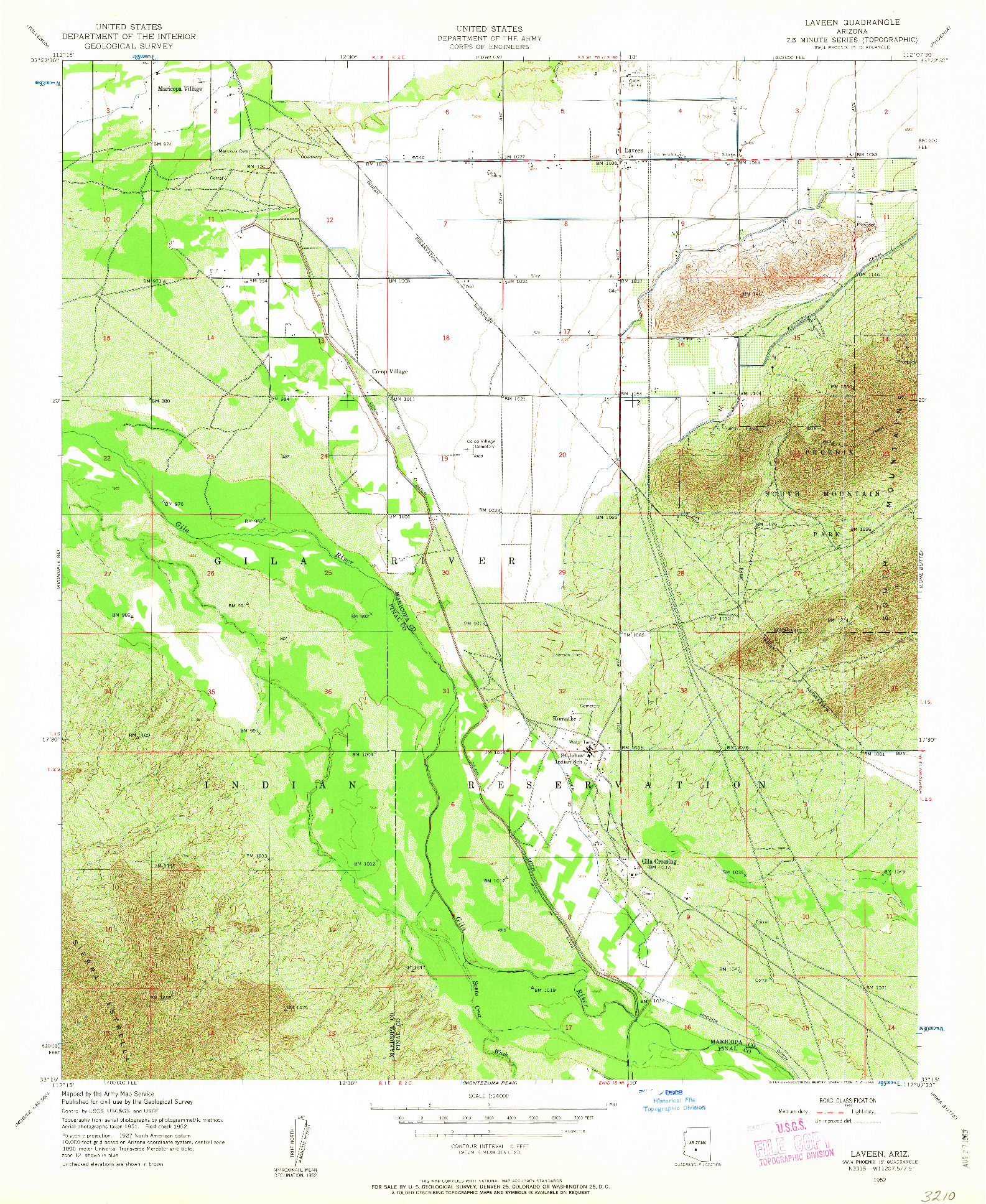 USGS 1:24000-SCALE QUADRANGLE FOR LAVEEN, AZ 1952