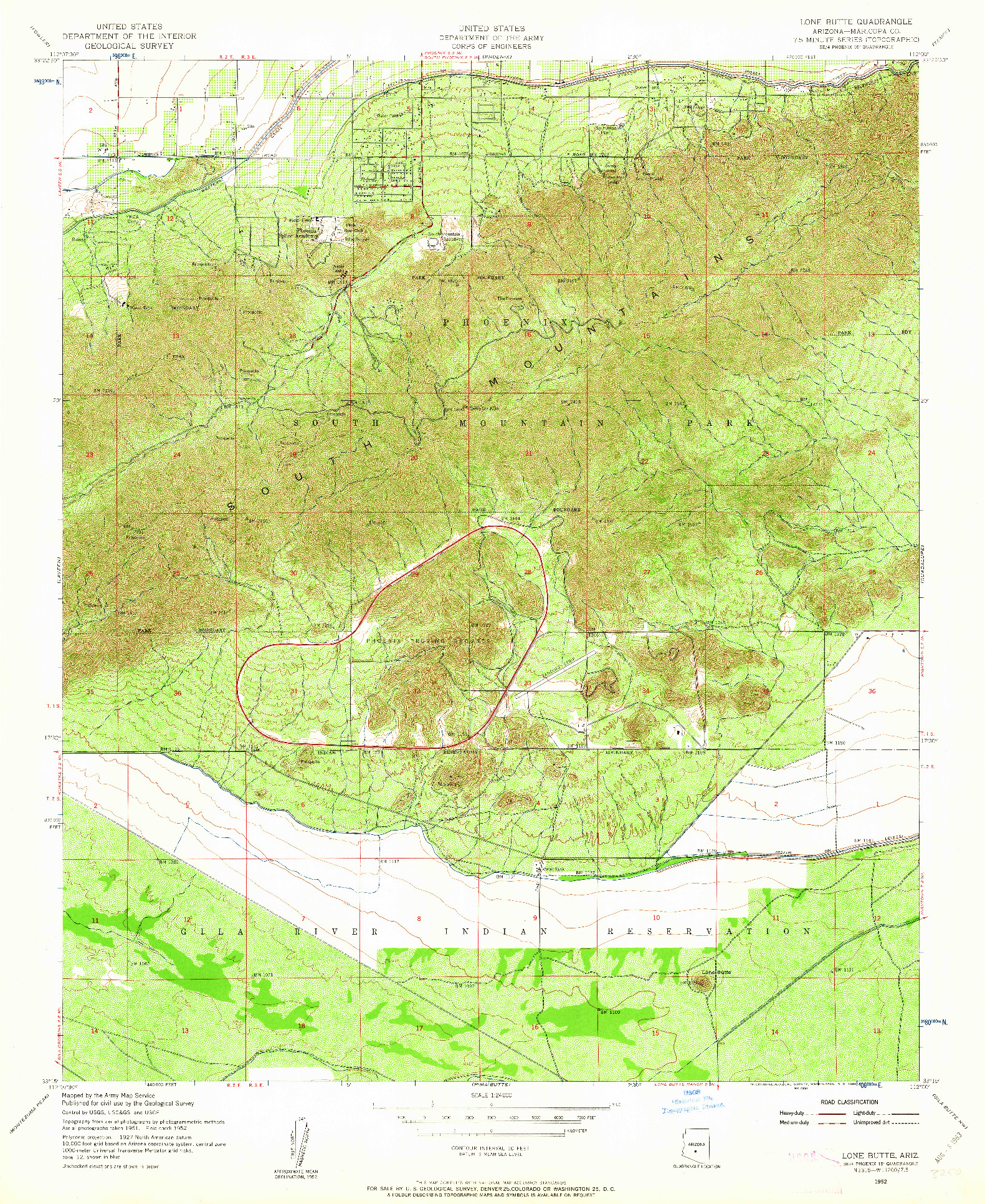 USGS 1:24000-SCALE QUADRANGLE FOR LONE BUTTE, AZ 1952