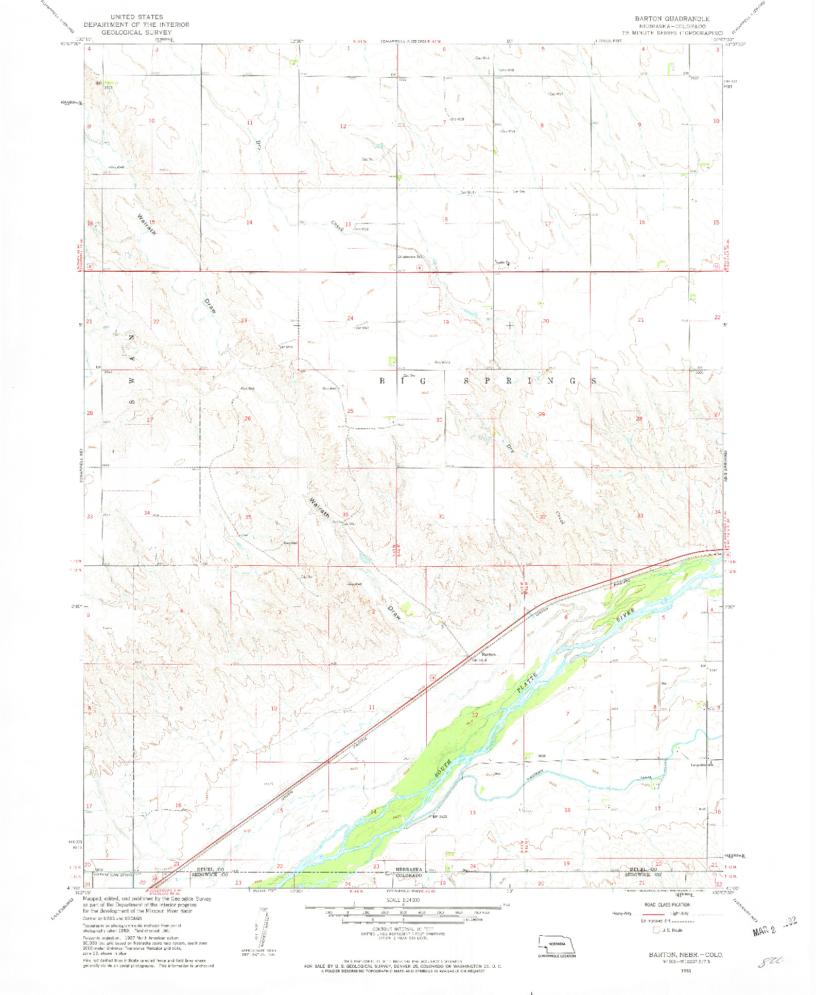 USGS 1:24000-SCALE QUADRANGLE FOR BARTON, NE 1961