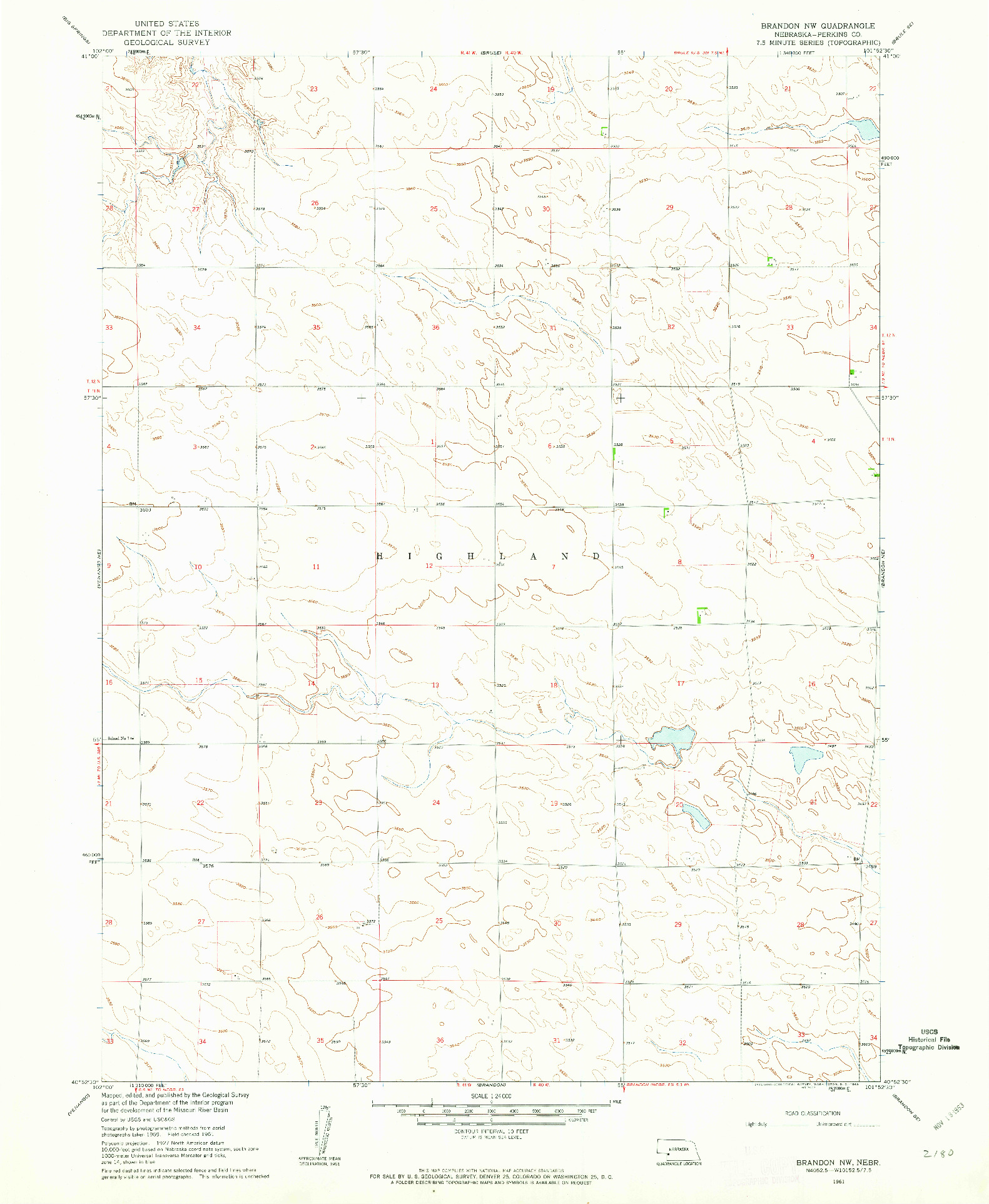 USGS 1:24000-SCALE QUADRANGLE FOR BRANDON NW, NE 1961