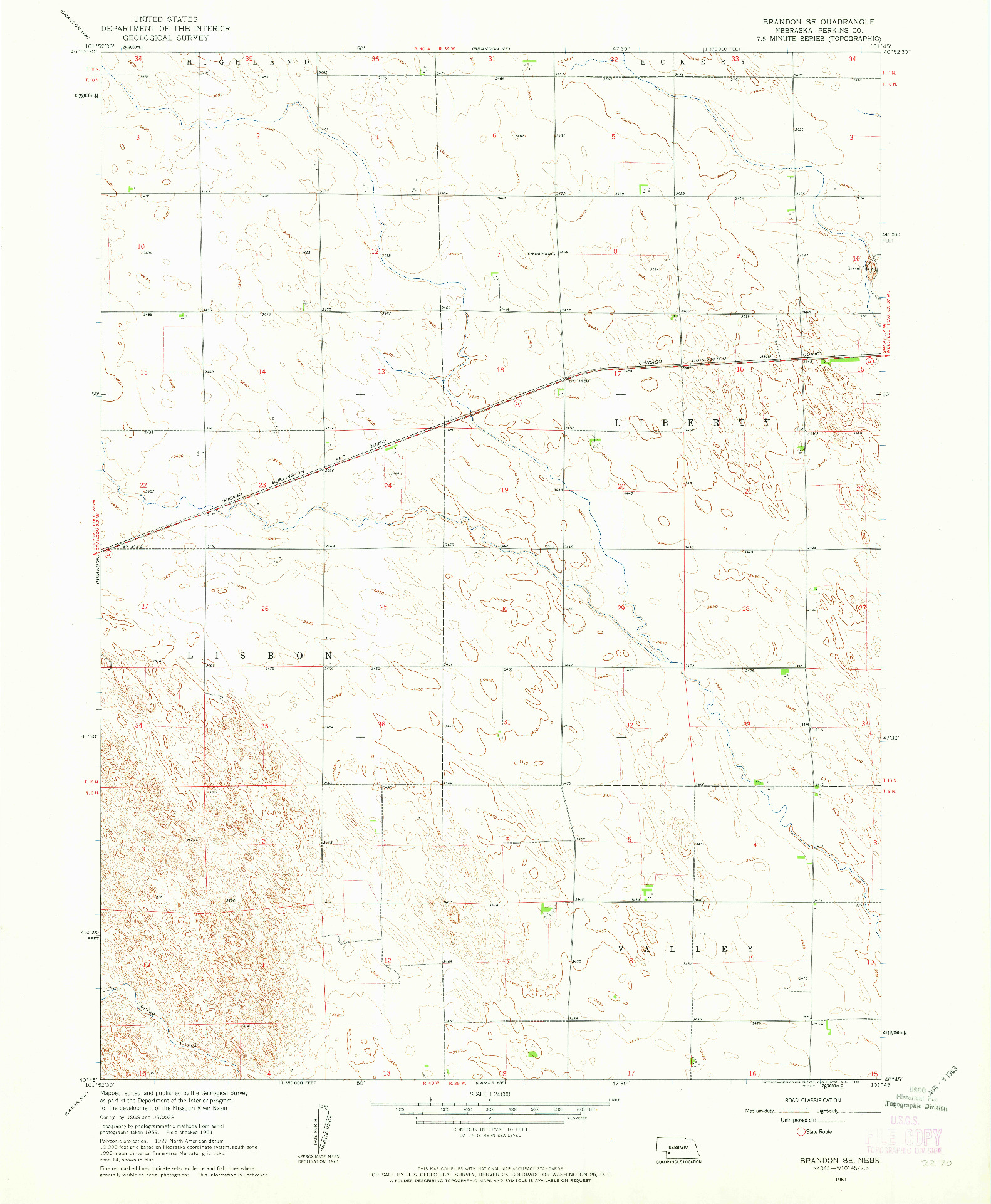 USGS 1:24000-SCALE QUADRANGLE FOR BRANDON SE, NE 1961