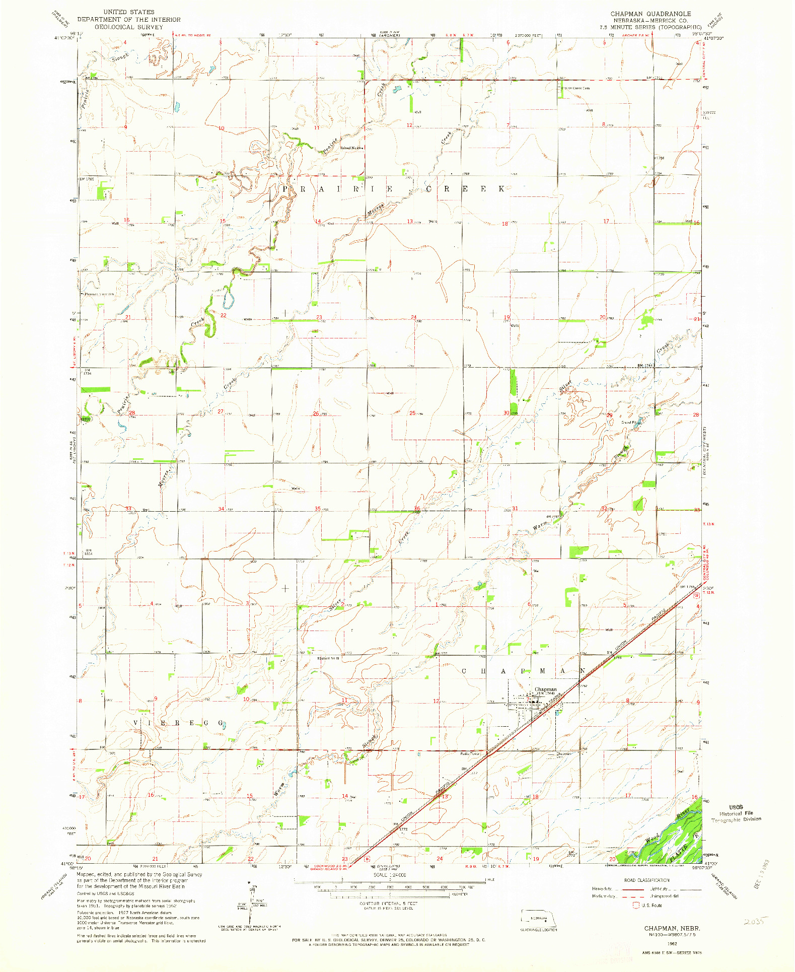 USGS 1:24000-SCALE QUADRANGLE FOR CHAPMAN, NE 1962