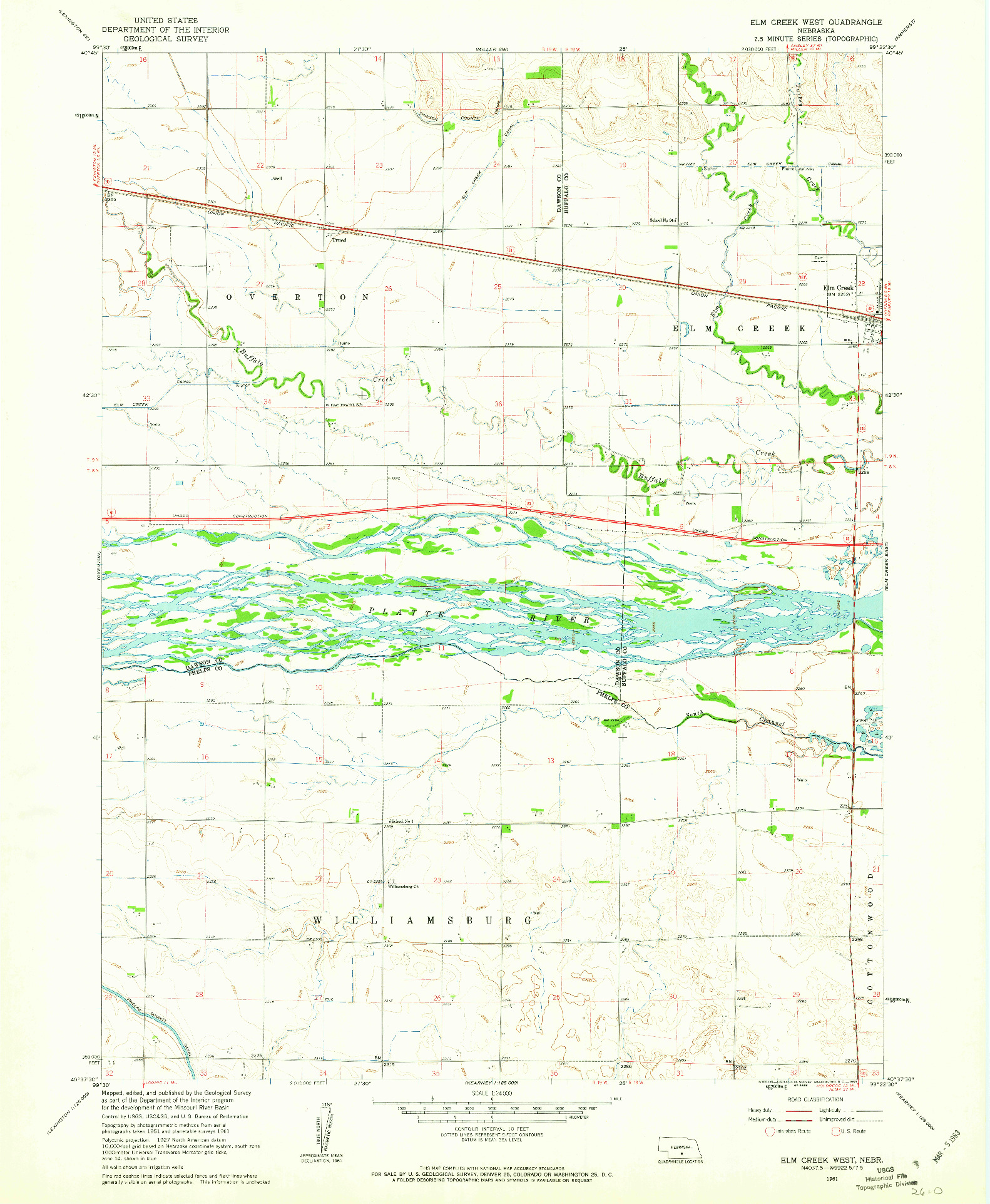 USGS 1:24000-SCALE QUADRANGLE FOR ELM CREEK WEST, NE 1961