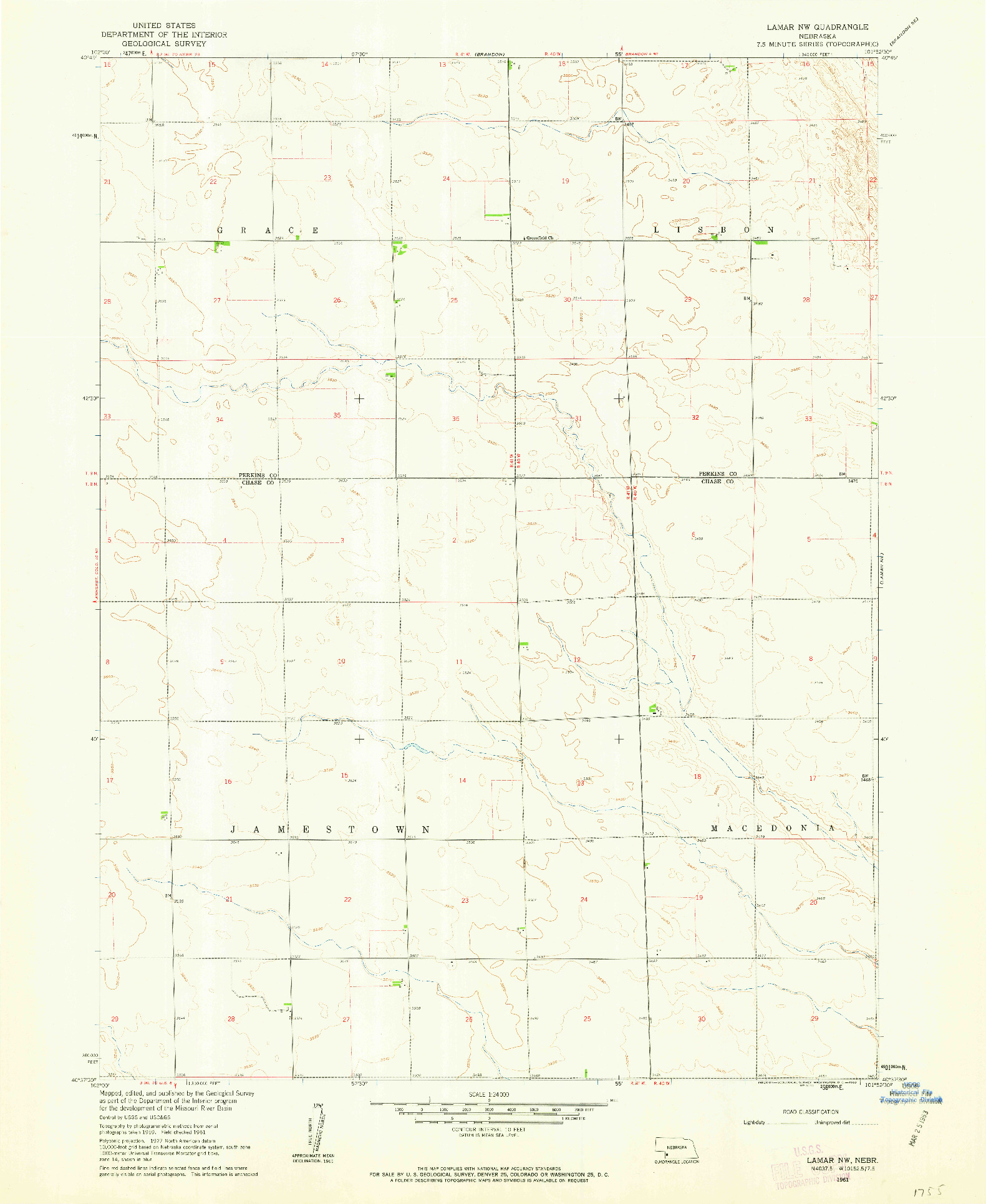 USGS 1:24000-SCALE QUADRANGLE FOR LAMAR NW, NE 1961