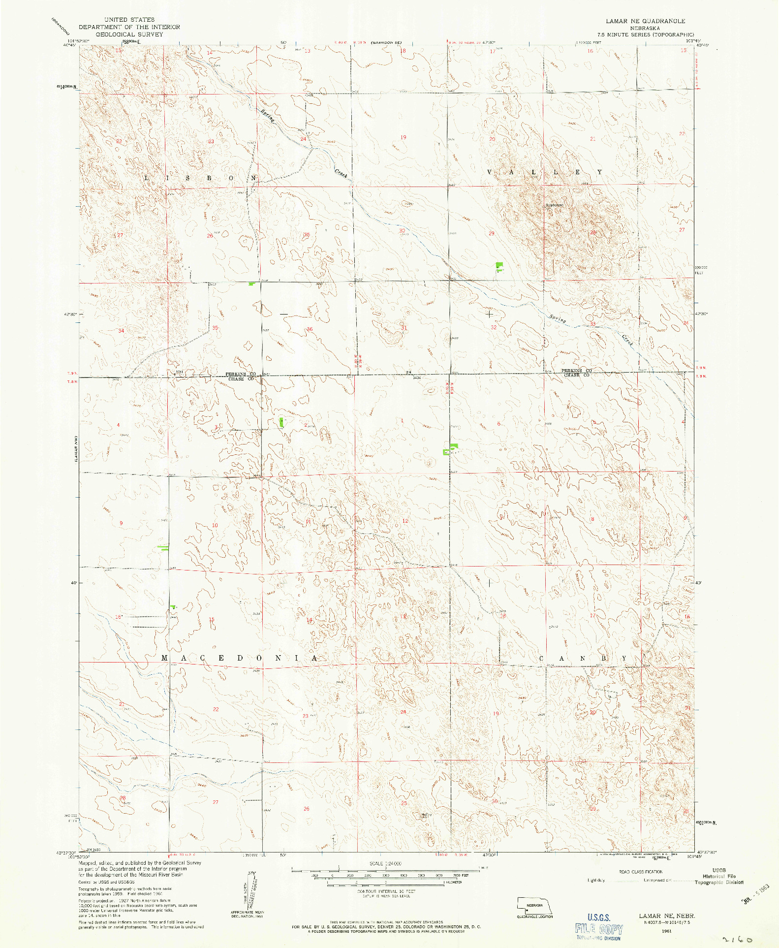 USGS 1:24000-SCALE QUADRANGLE FOR LAMAR, NE 1961