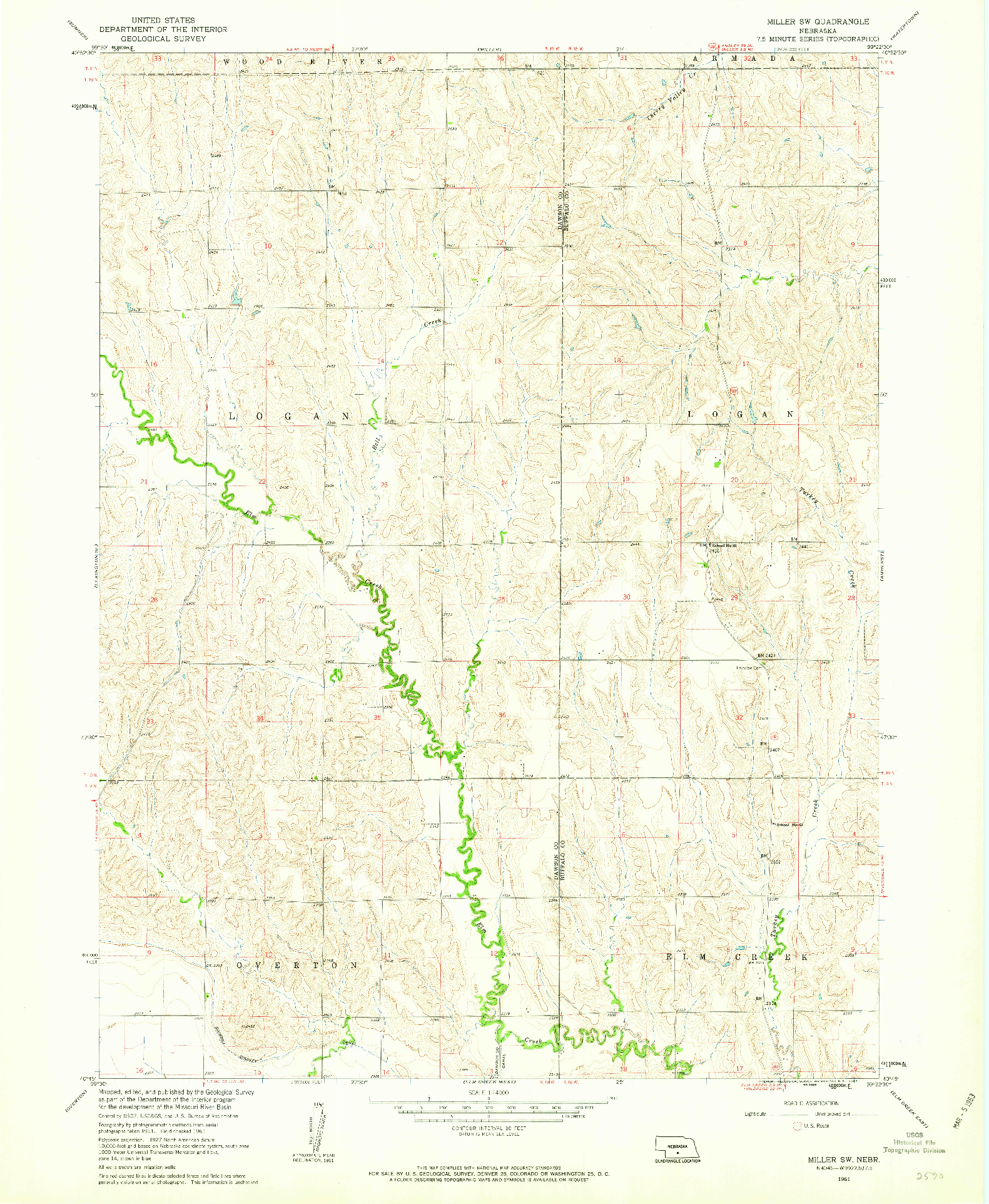 USGS 1:24000-SCALE QUADRANGLE FOR MILLER SW, NE 1961