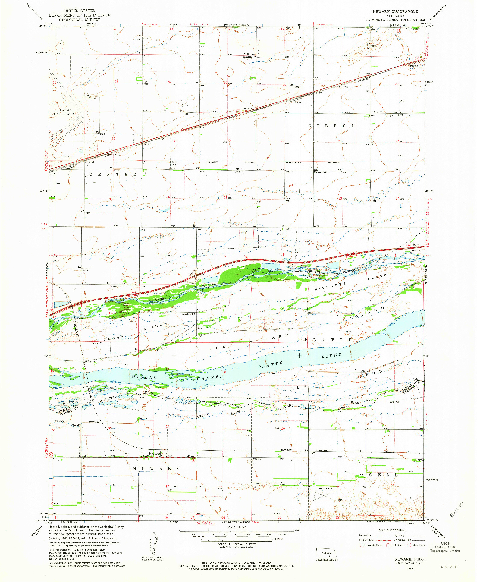 USGS 1:24000-SCALE QUADRANGLE FOR NEWARK, NE 1962