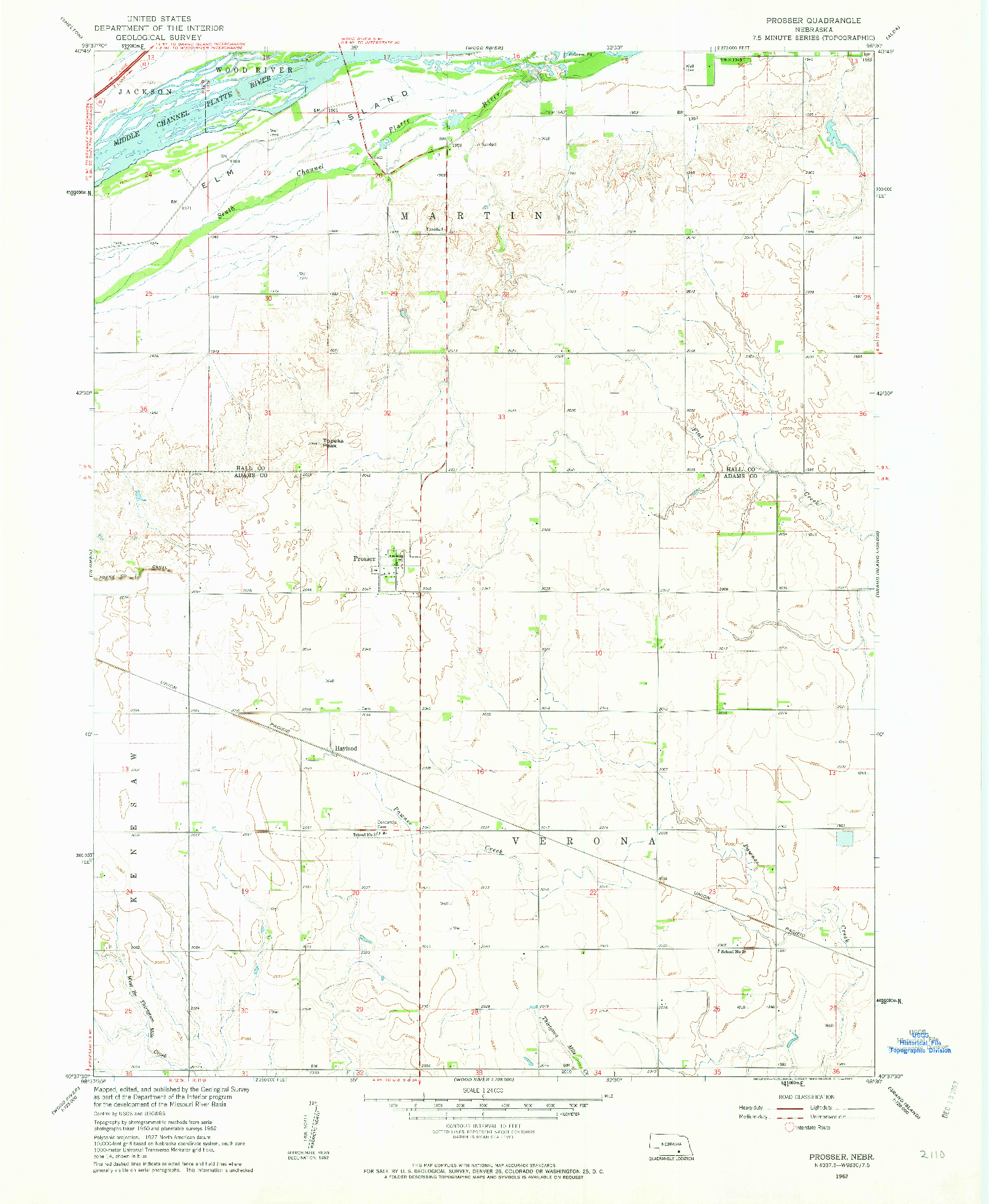 USGS 1:24000-SCALE QUADRANGLE FOR PROSSER, NE 1962