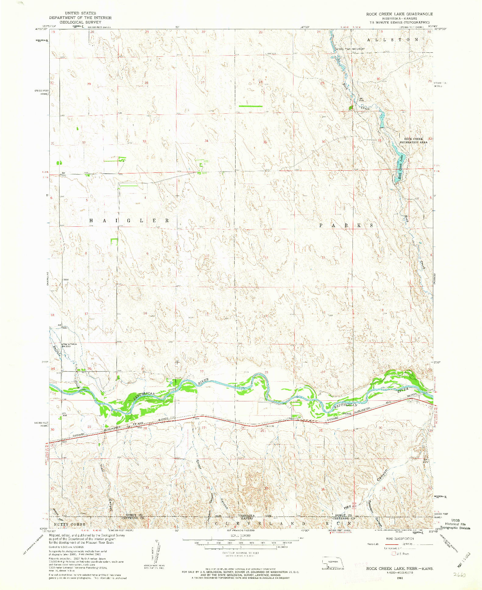 USGS 1:24000-SCALE QUADRANGLE FOR ROCK CREEK LAKE, NE 1961