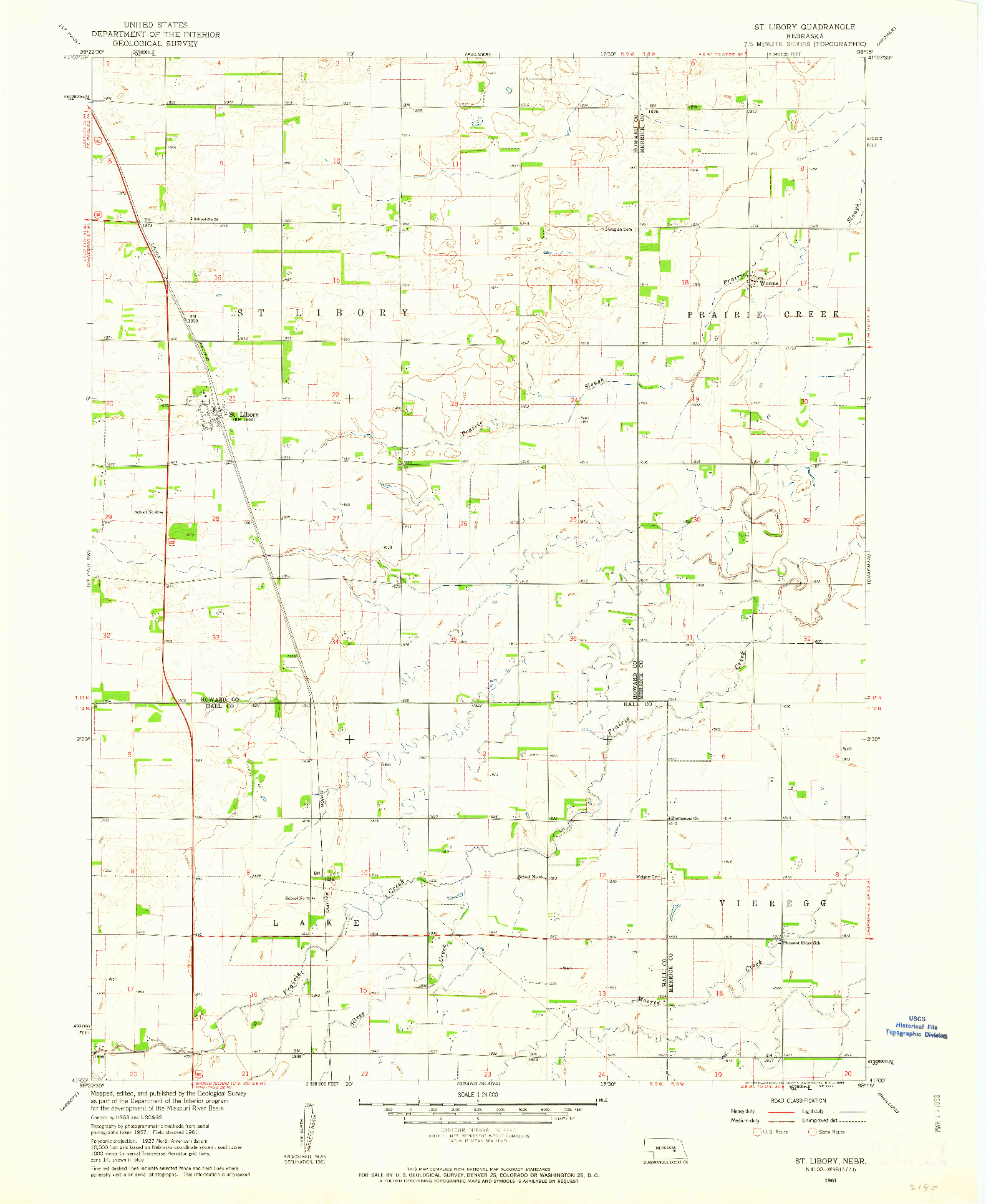 USGS 1:24000-SCALE QUADRANGLE FOR ST. LIBORY, NE 1961