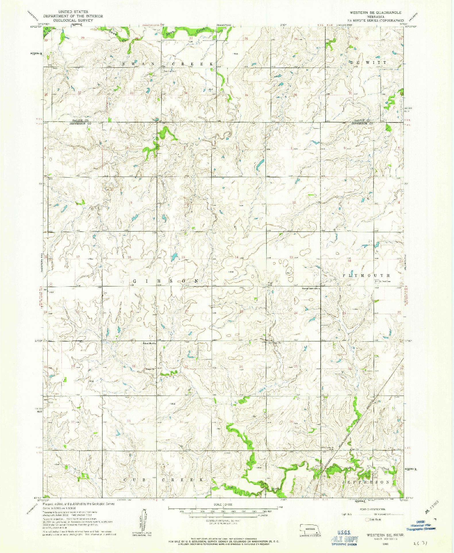 USGS 1:24000-SCALE QUADRANGLE FOR WESTERN SE, NE 1961