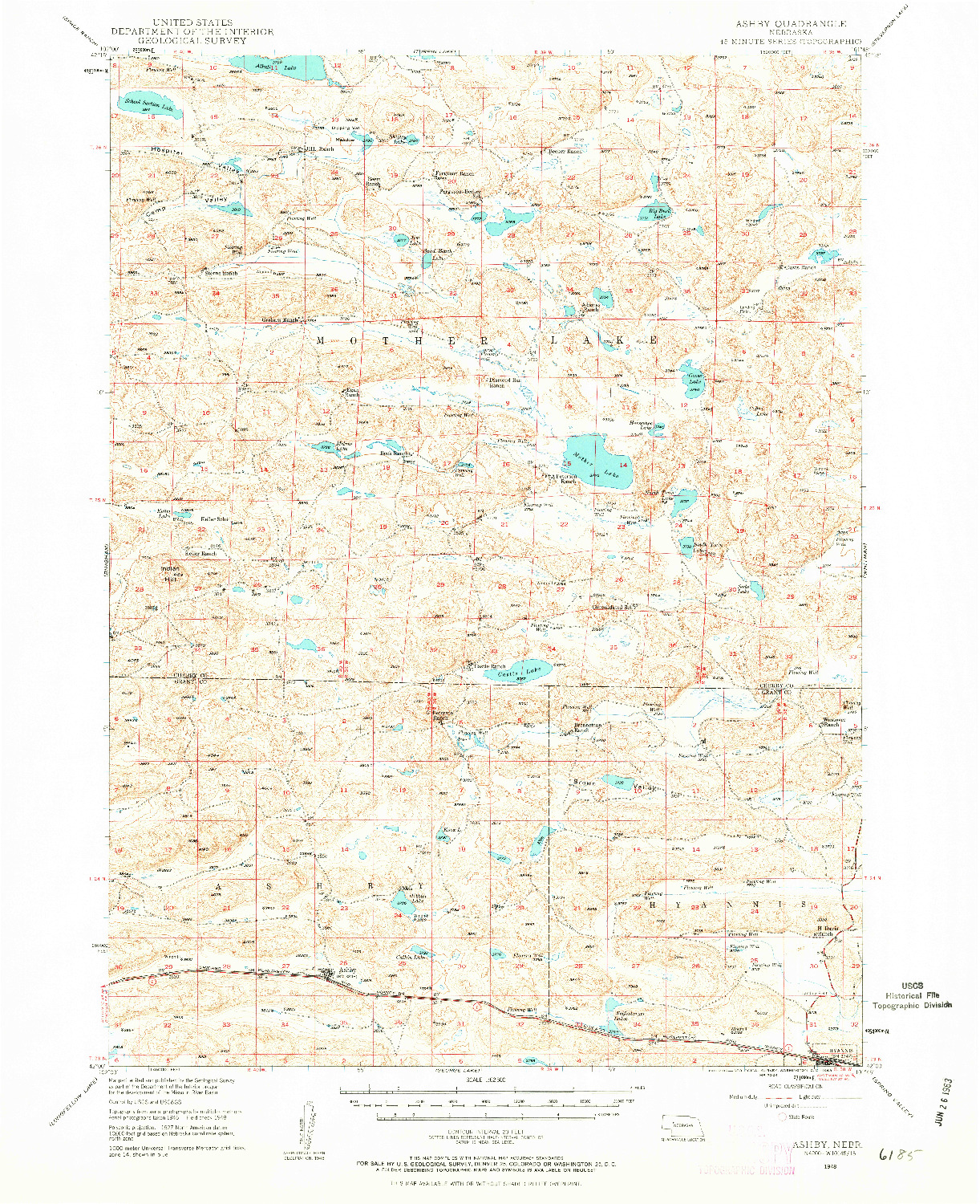 USGS 1:62500-SCALE QUADRANGLE FOR ASHBY, NE 1948