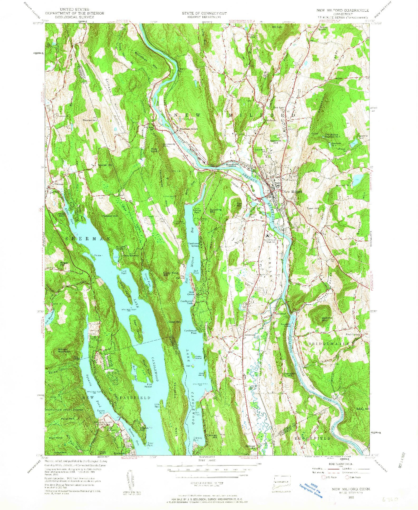 USGS 1:24000-SCALE QUADRANGLE FOR NEW MILFORD, CT 1955