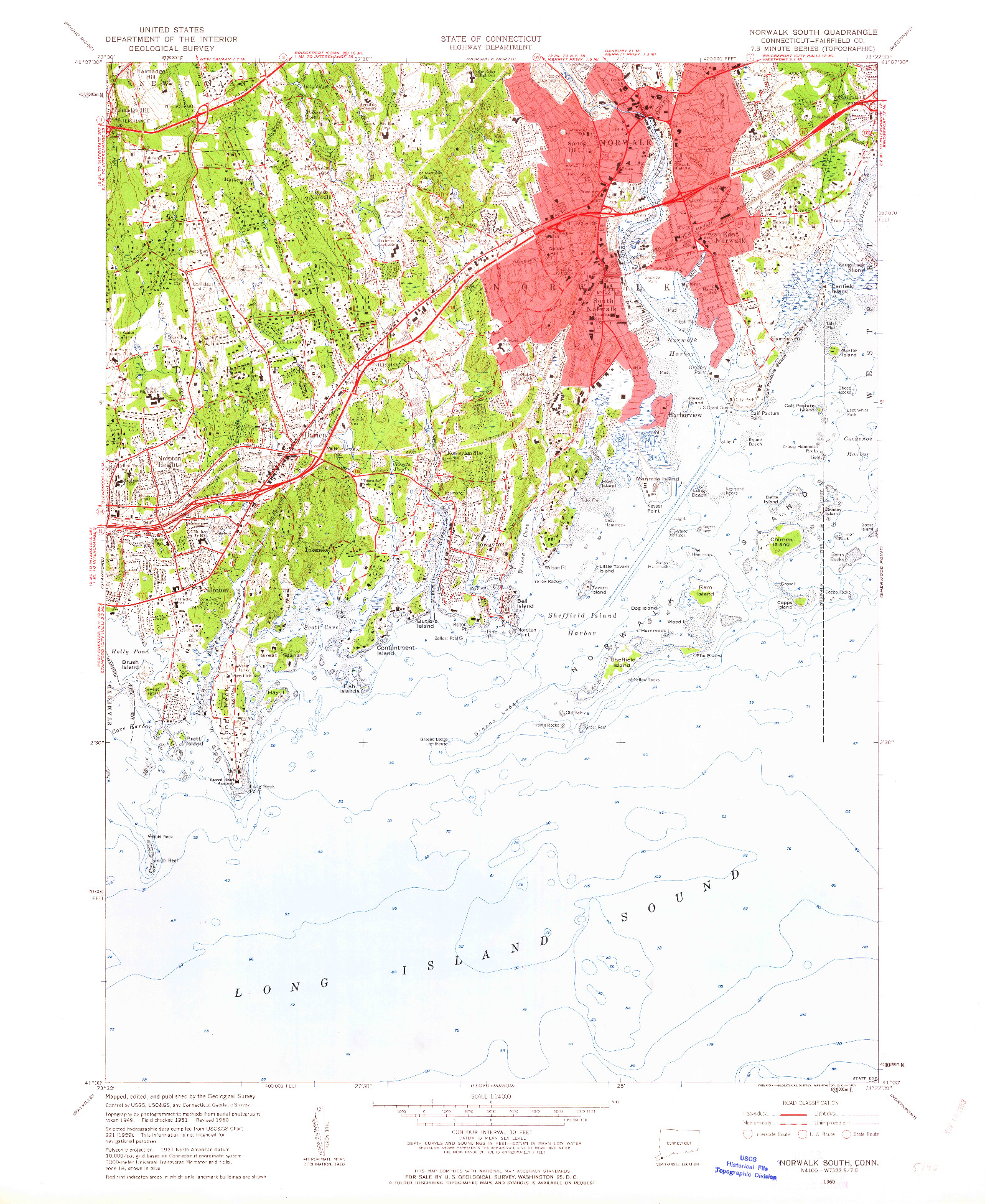 USGS 1:24000-SCALE QUADRANGLE FOR NORWALK SOUTH, CT 1960