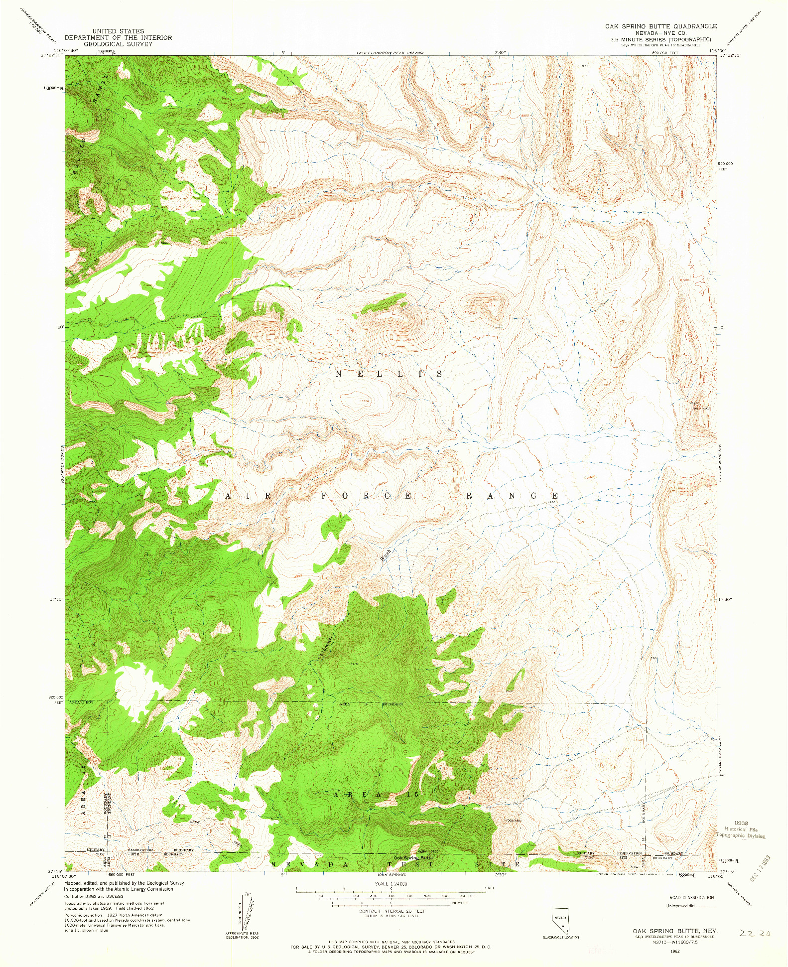 USGS 1:24000-SCALE QUADRANGLE FOR OAK SPRING BUTTE, NV 1962