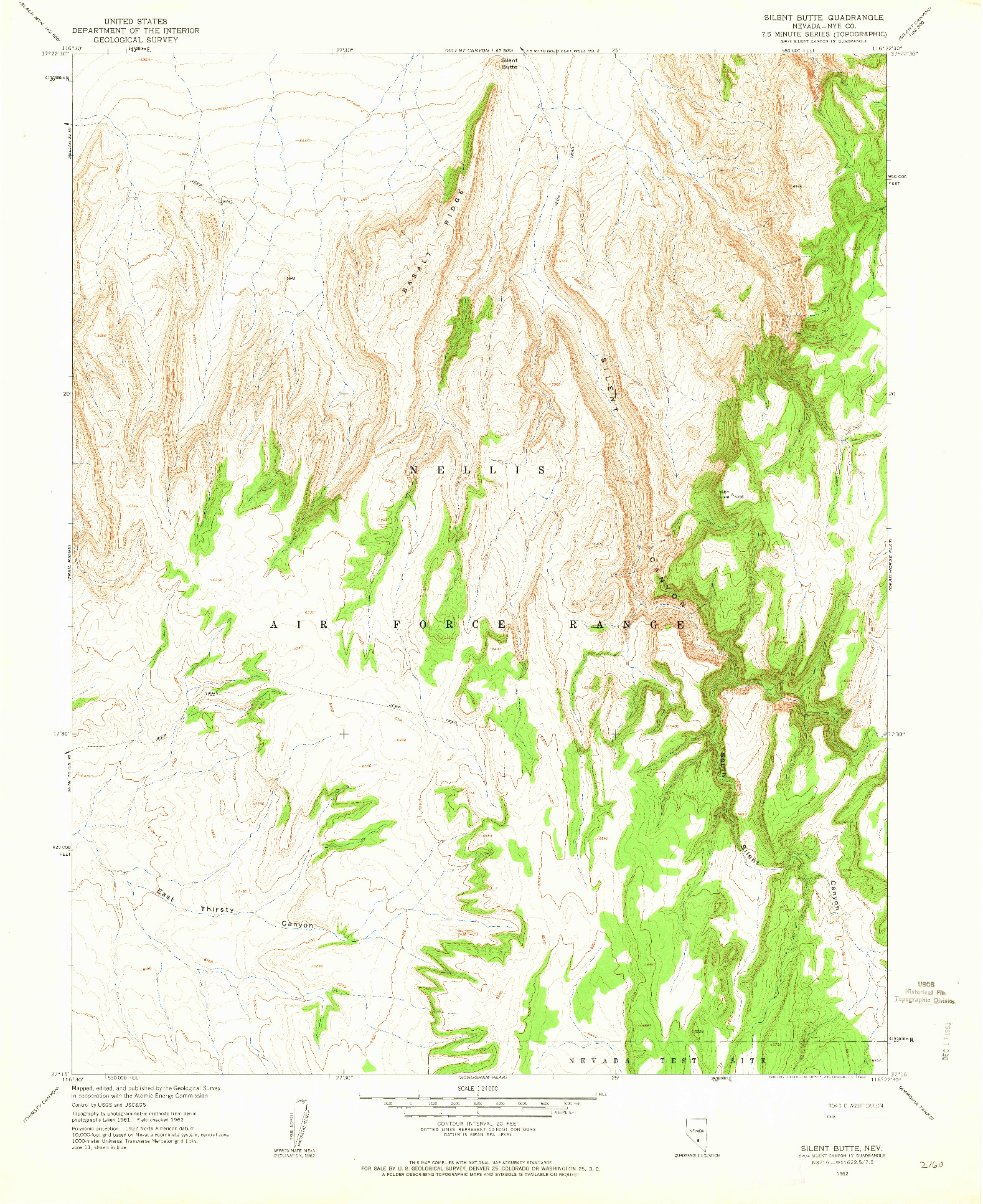 USGS 1:24000-SCALE QUADRANGLE FOR SILENT BUTTE, NV 1962
