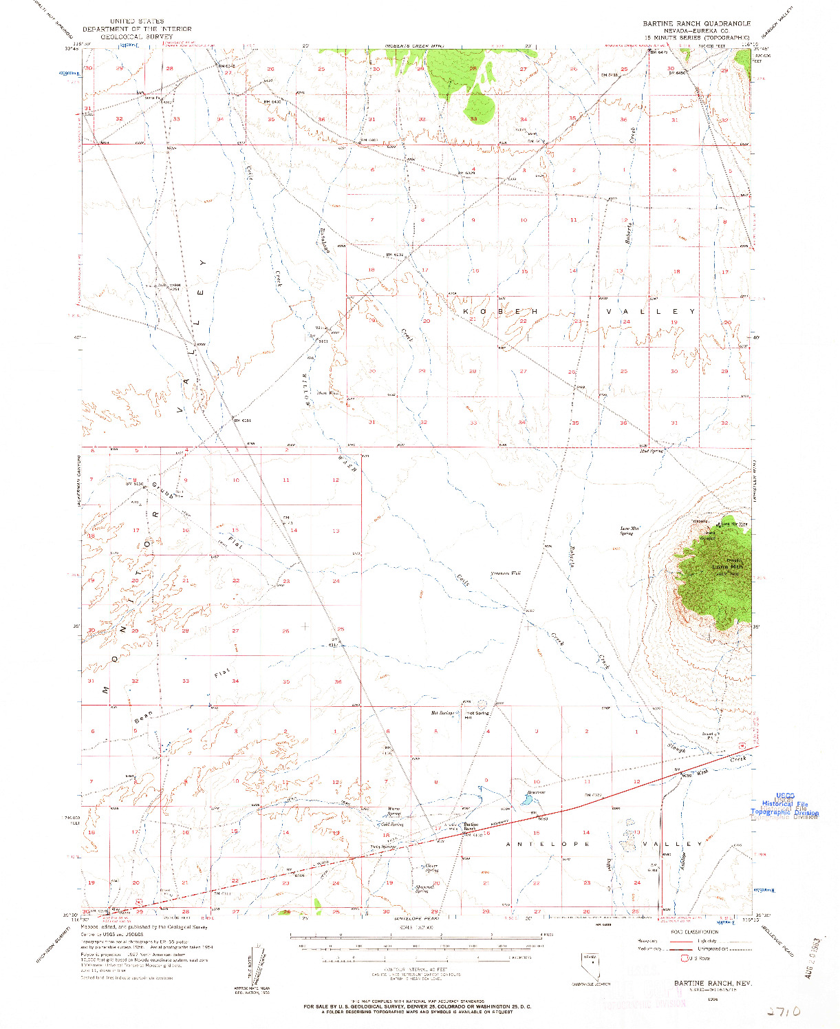 USGS 1:62500-SCALE QUADRANGLE FOR BARTINE RANCH, NV 1956