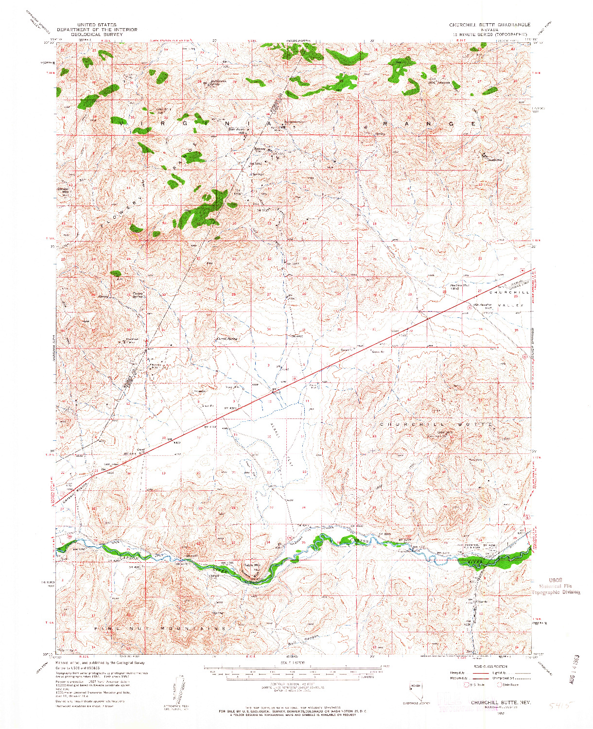 USGS 1:62500-SCALE QUADRANGLE FOR CHURCHILL BUTTE, NV 1957