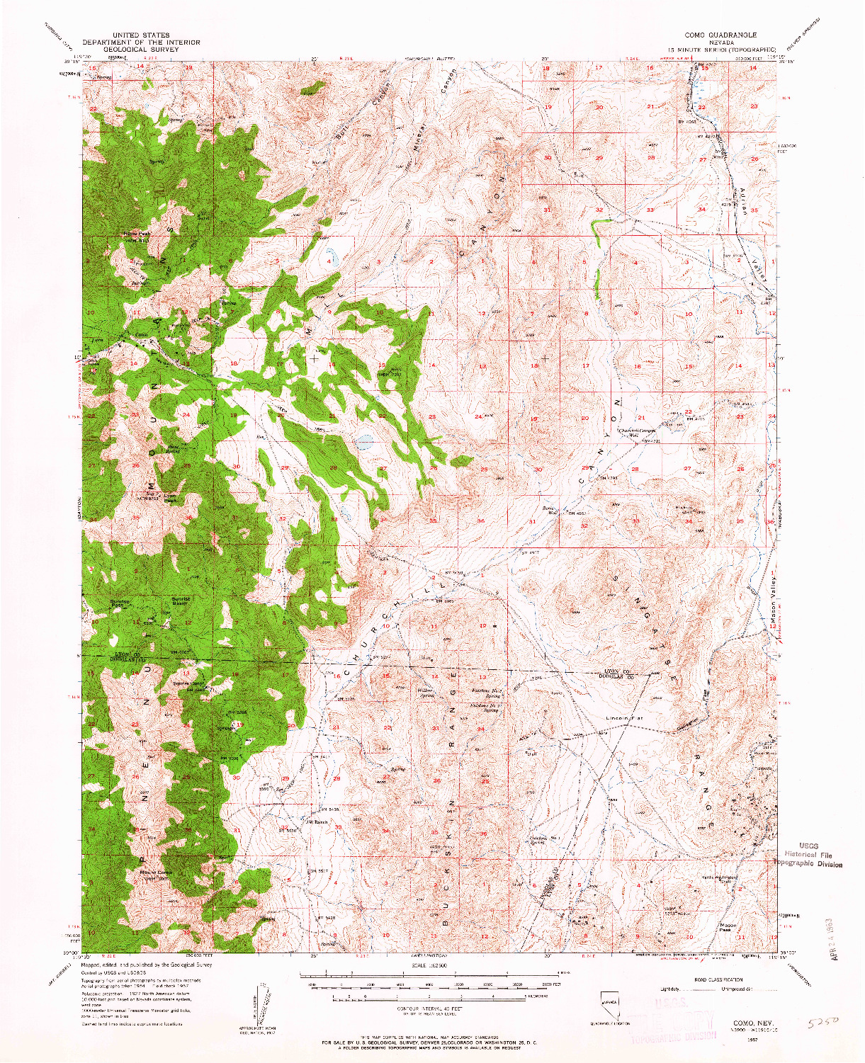 USGS 1:62500-SCALE QUADRANGLE FOR COMO, NV 1957