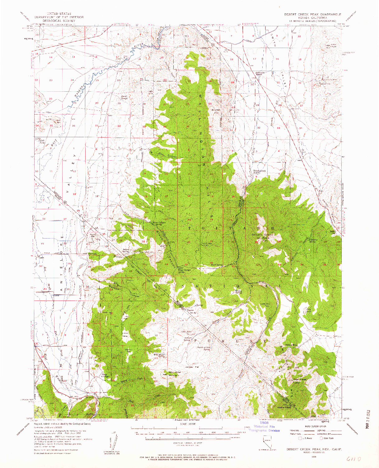 USGS 1:62500-SCALE QUADRANGLE FOR DESERT CREEK PEAK, NV 1956