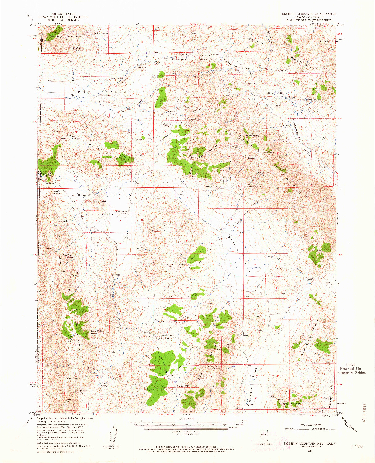 USGS 1:62500-SCALE QUADRANGLE FOR DOGSKIN MOUNTAIN, NV 1957